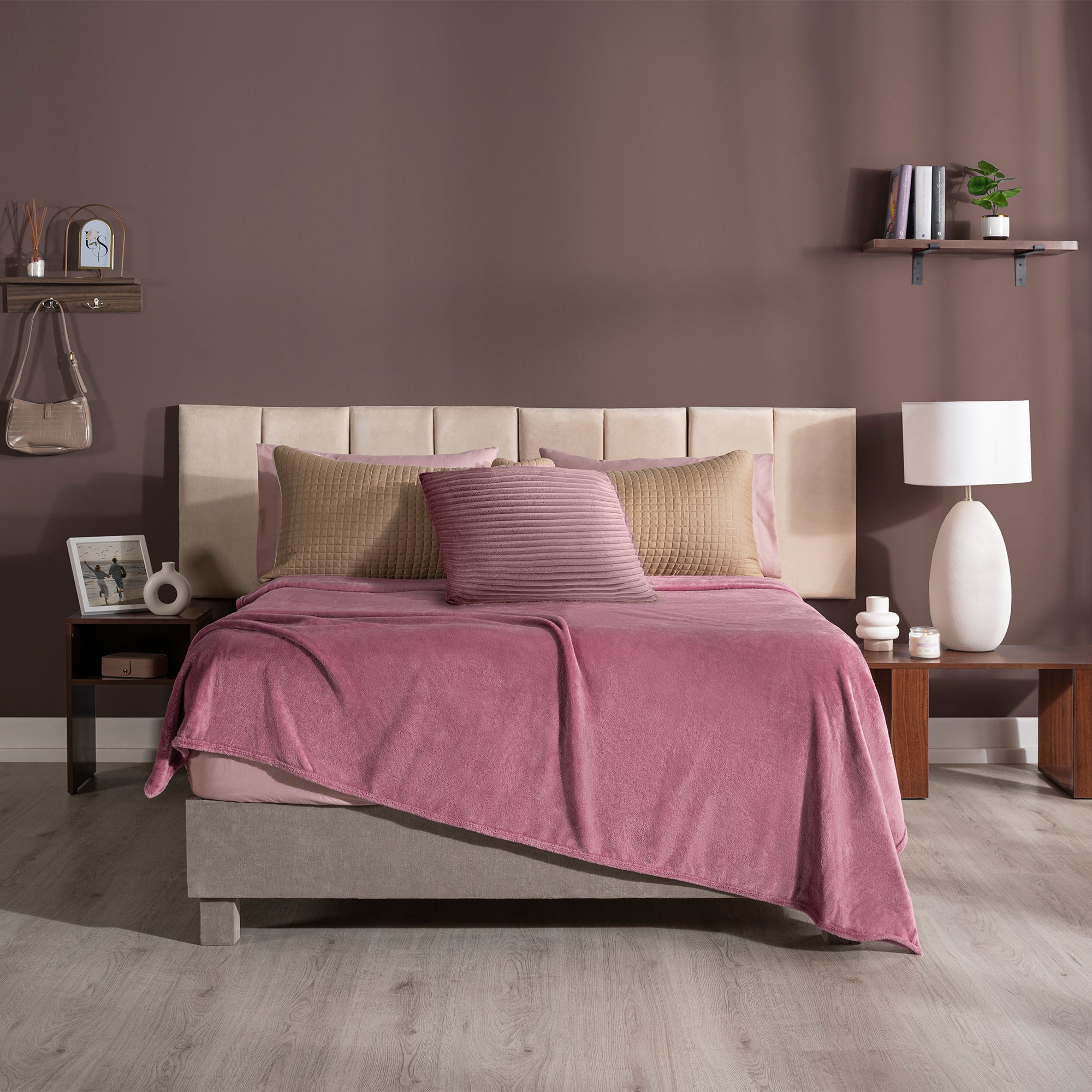 VIANNEY Cobertor Ligero Liso Súper Suave Blush