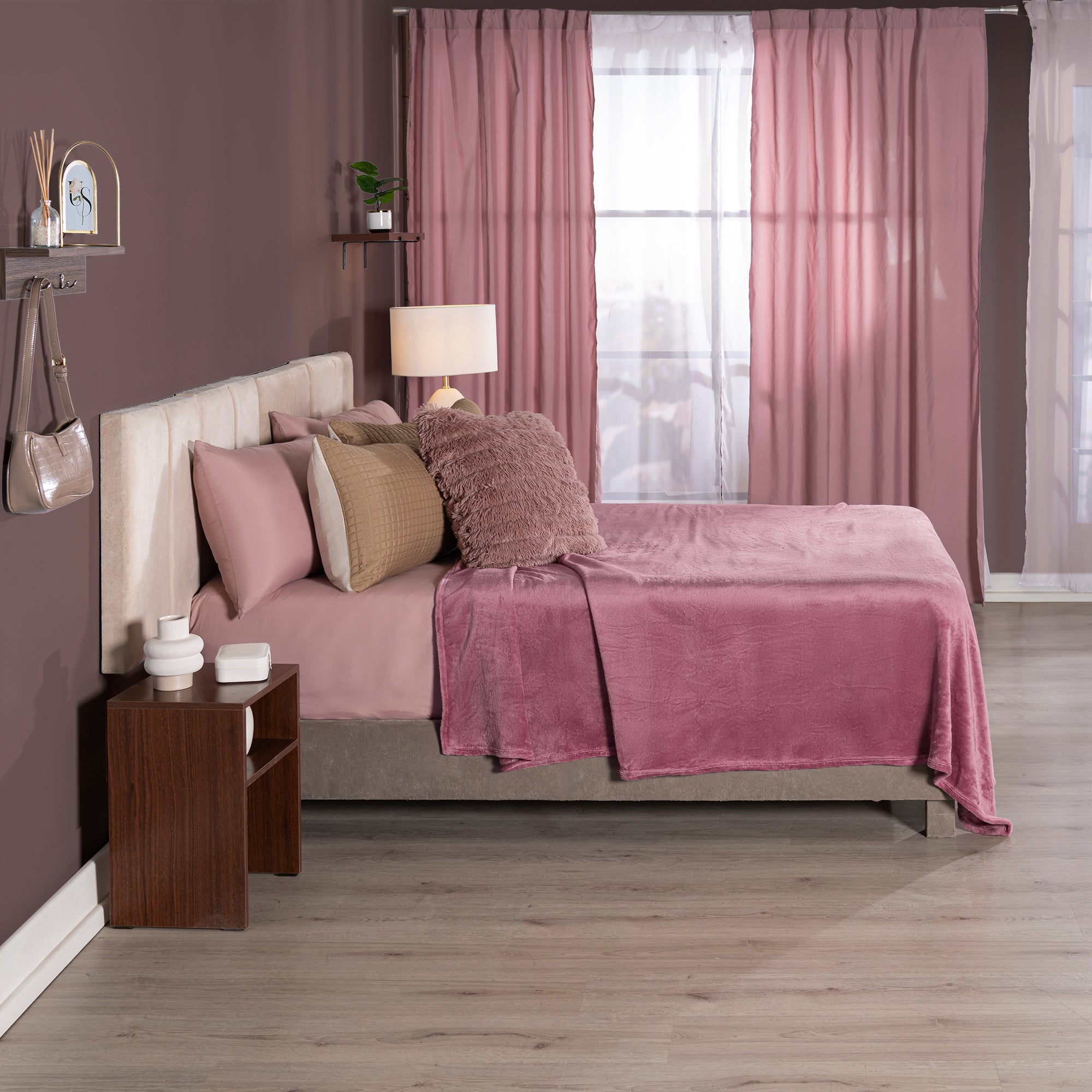 VIANNEY Cobertor Ligero Liso Súper Suave Blush