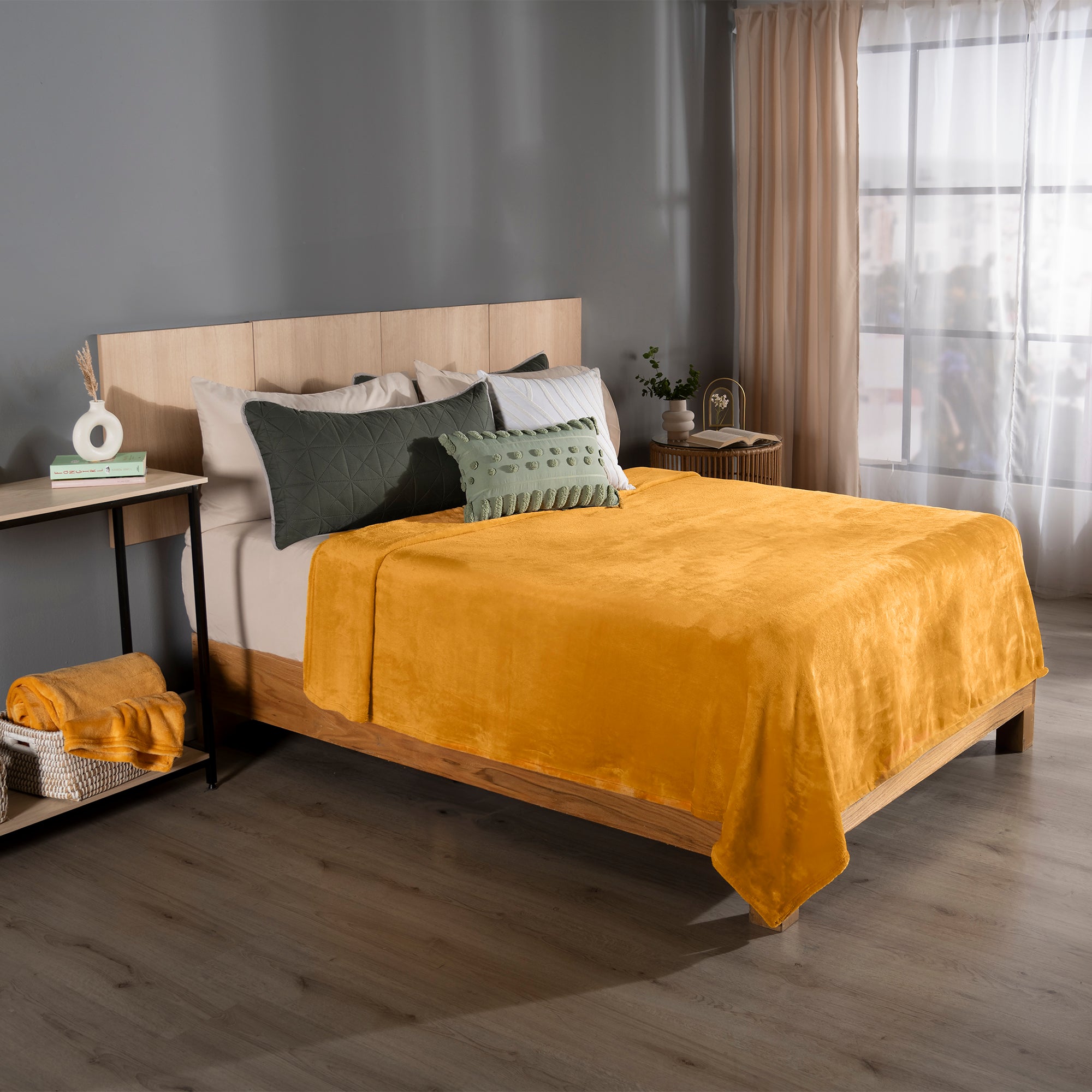 VIANNEY Cobertor Ligero Liso Súper Suave Mango