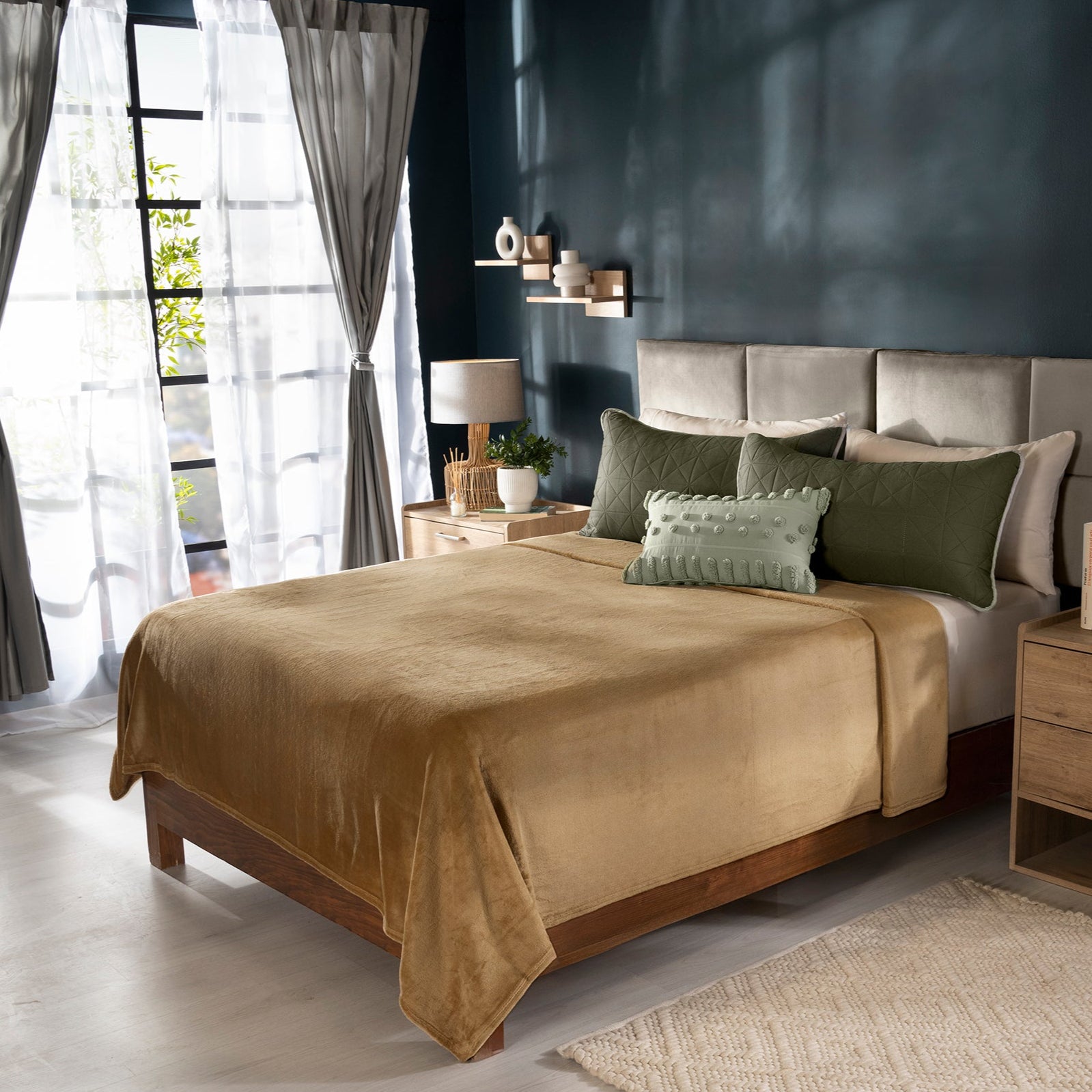 VIANNEY Cobertor Ligero Liso Súper Suave Incienso