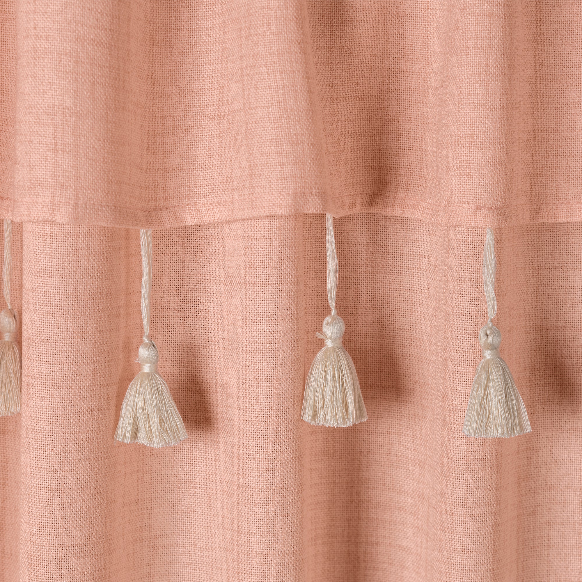 VIANNEY Set De Cortinas De Tela Tipo Lino Y Flecos Creta Rosa