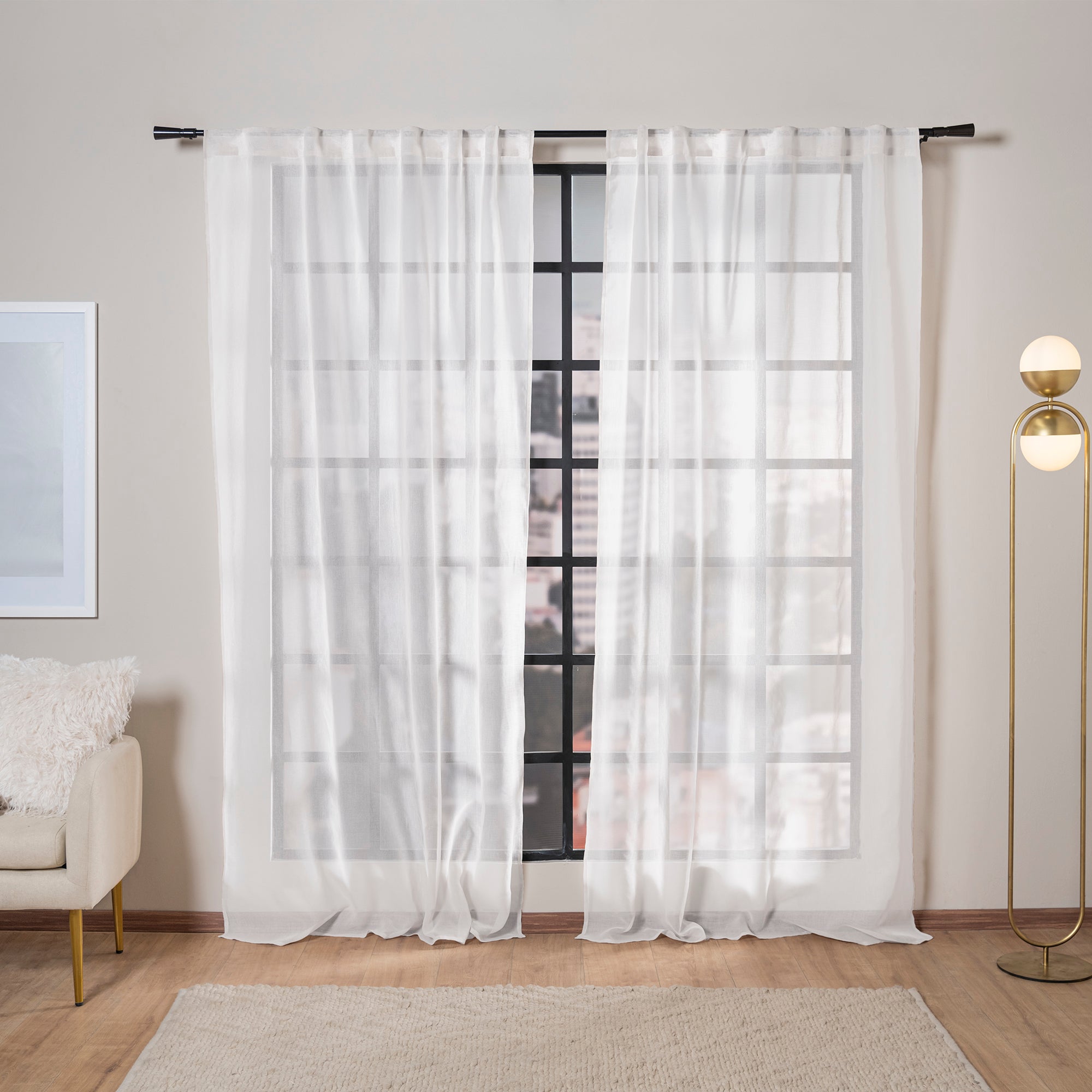 VIANNEY Set De Cortinas De Luz Alta Textura Voile Viena Blanco