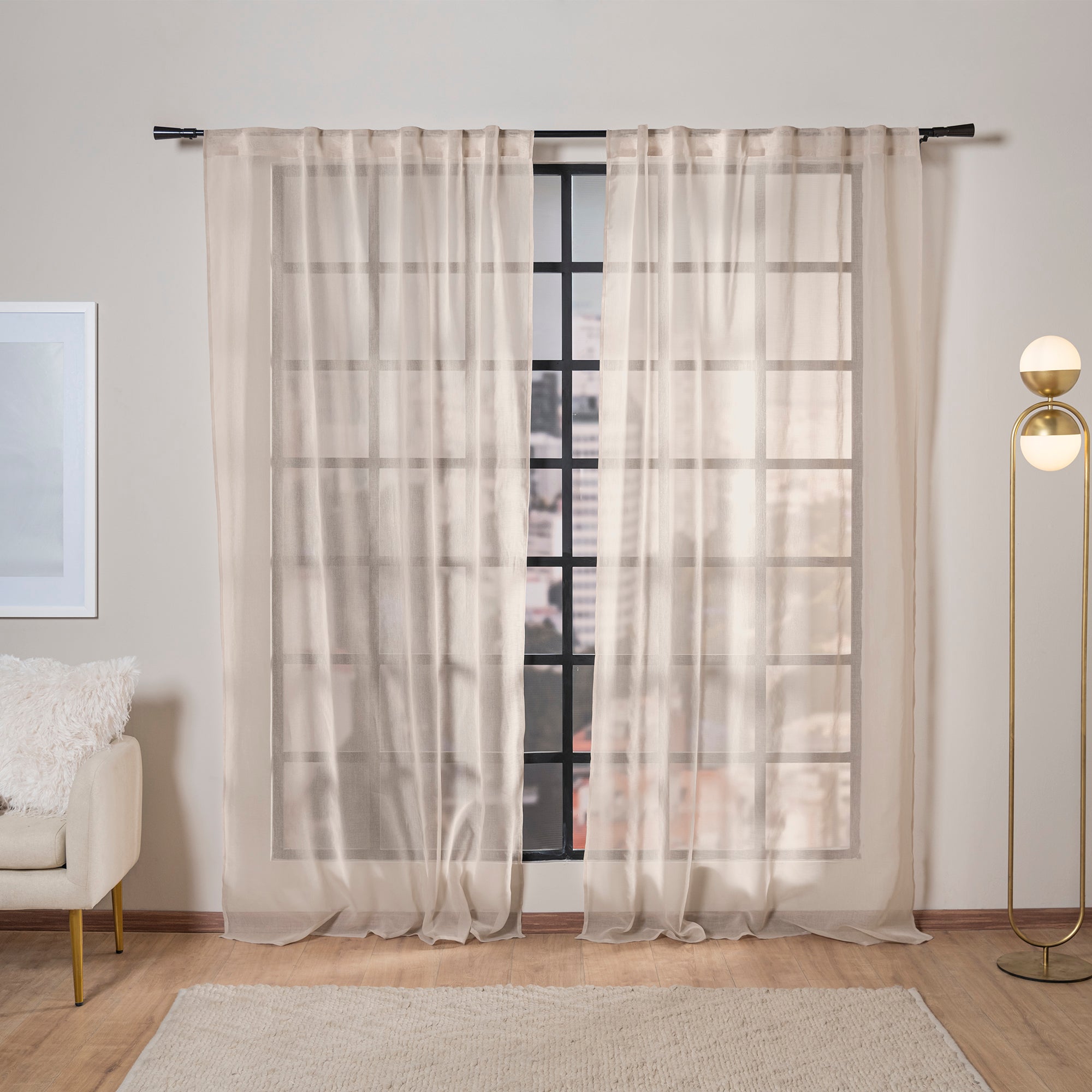 VIANNEY Set De Cortinas De Luz Alta Textura Voile Viena Beige