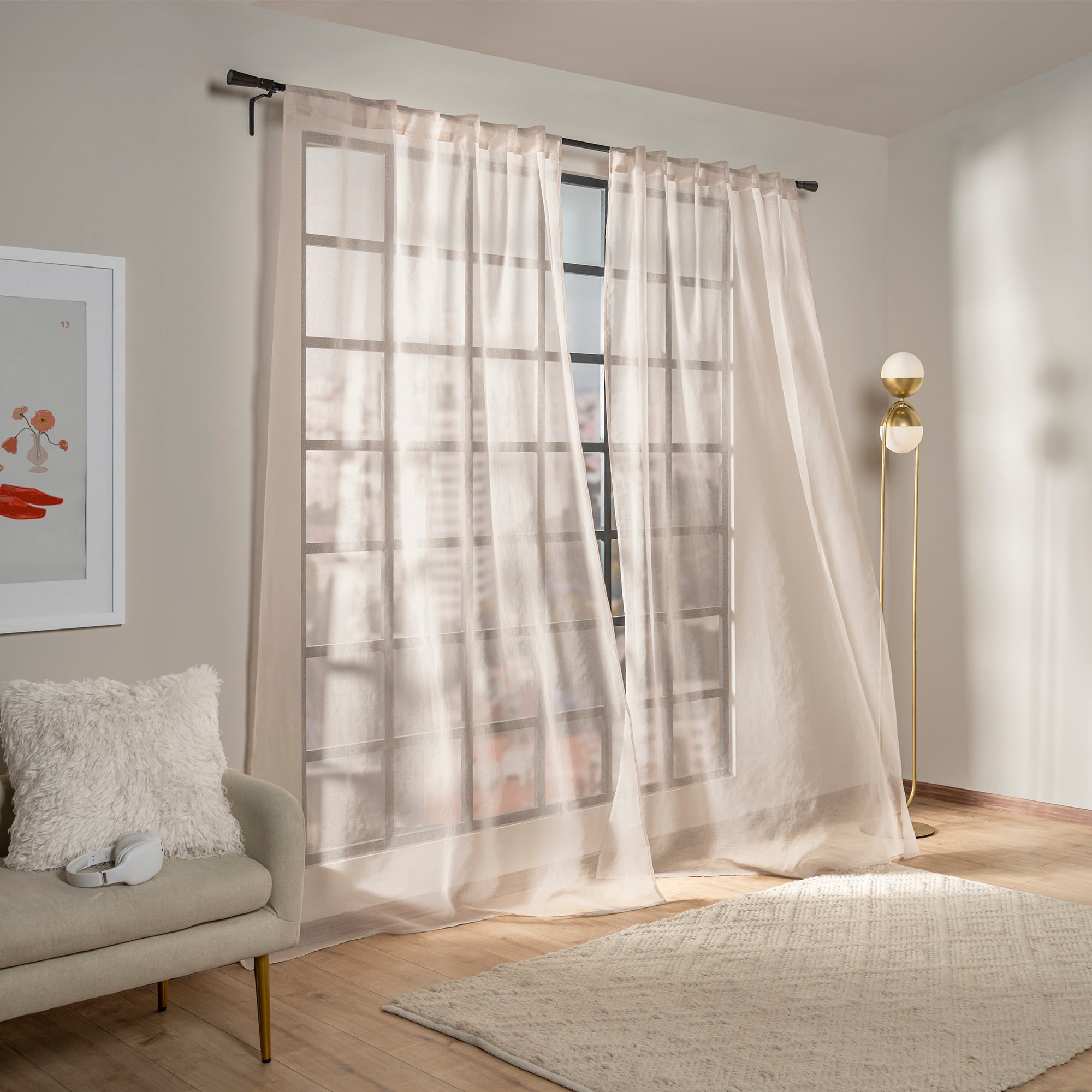 VIANNEY Set De Cortinas De Luz Alta Textura Voile Viena Beige
