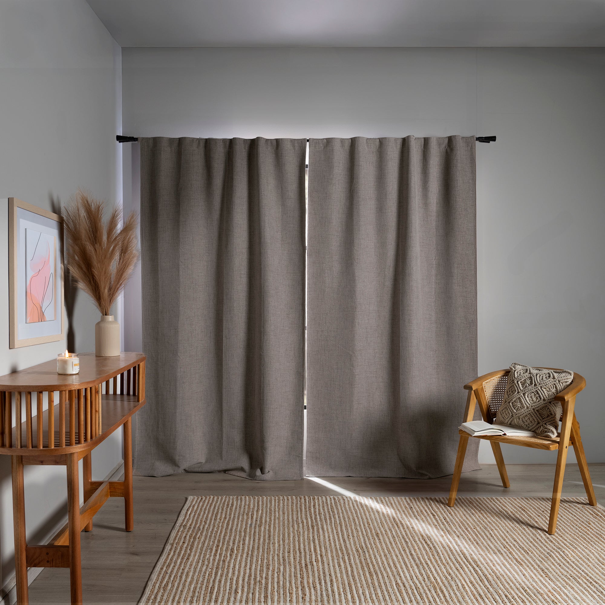 VIANNEY Set De Cortinas Texturizadas Blackout Latte