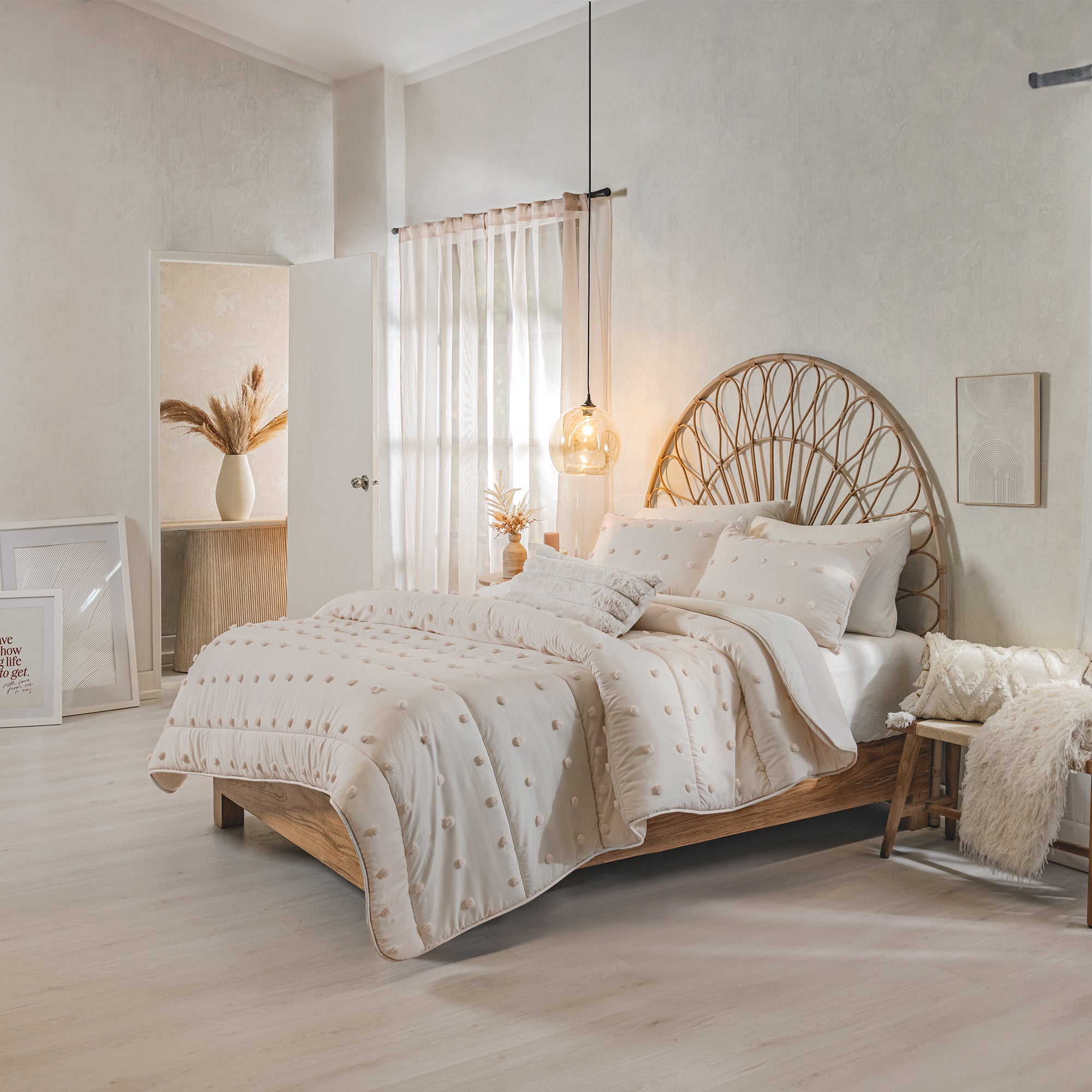 VIANNEY Juego De Edredón Doble Vista Con Fundas Y Cojín Ivory