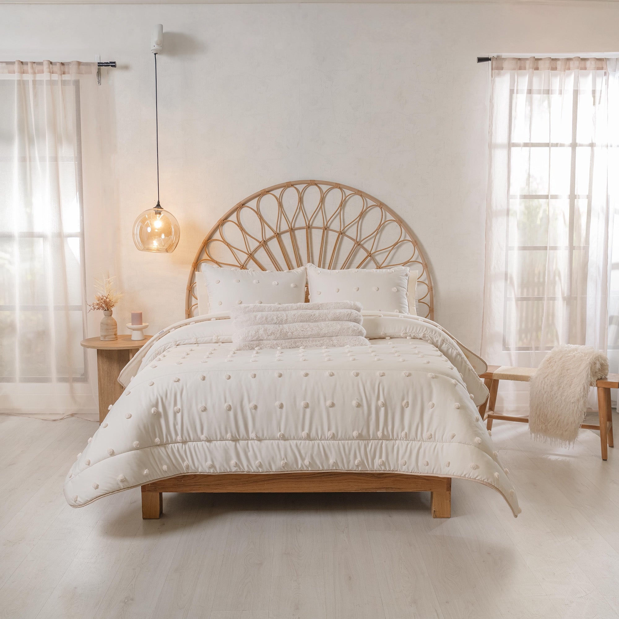 VIANNEY Juego De Edredón Doble Vista Con Fundas Y Cojín Ivory