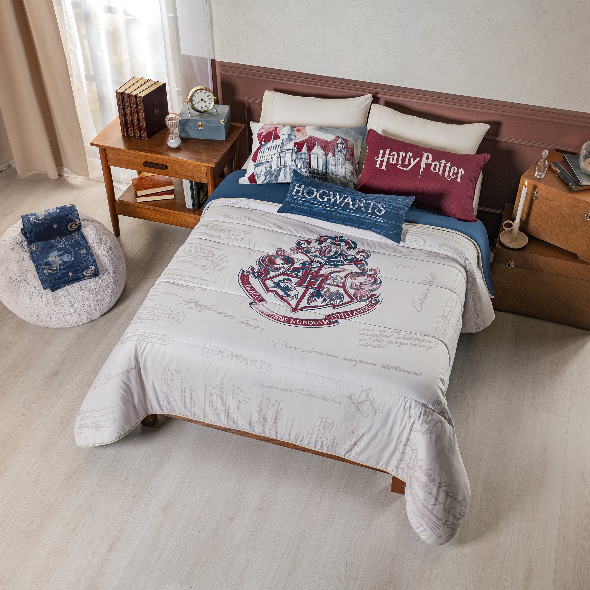VIANNEY Juego De Edredón Doble Vista Con Fundas Y Cojín Hogwarts
