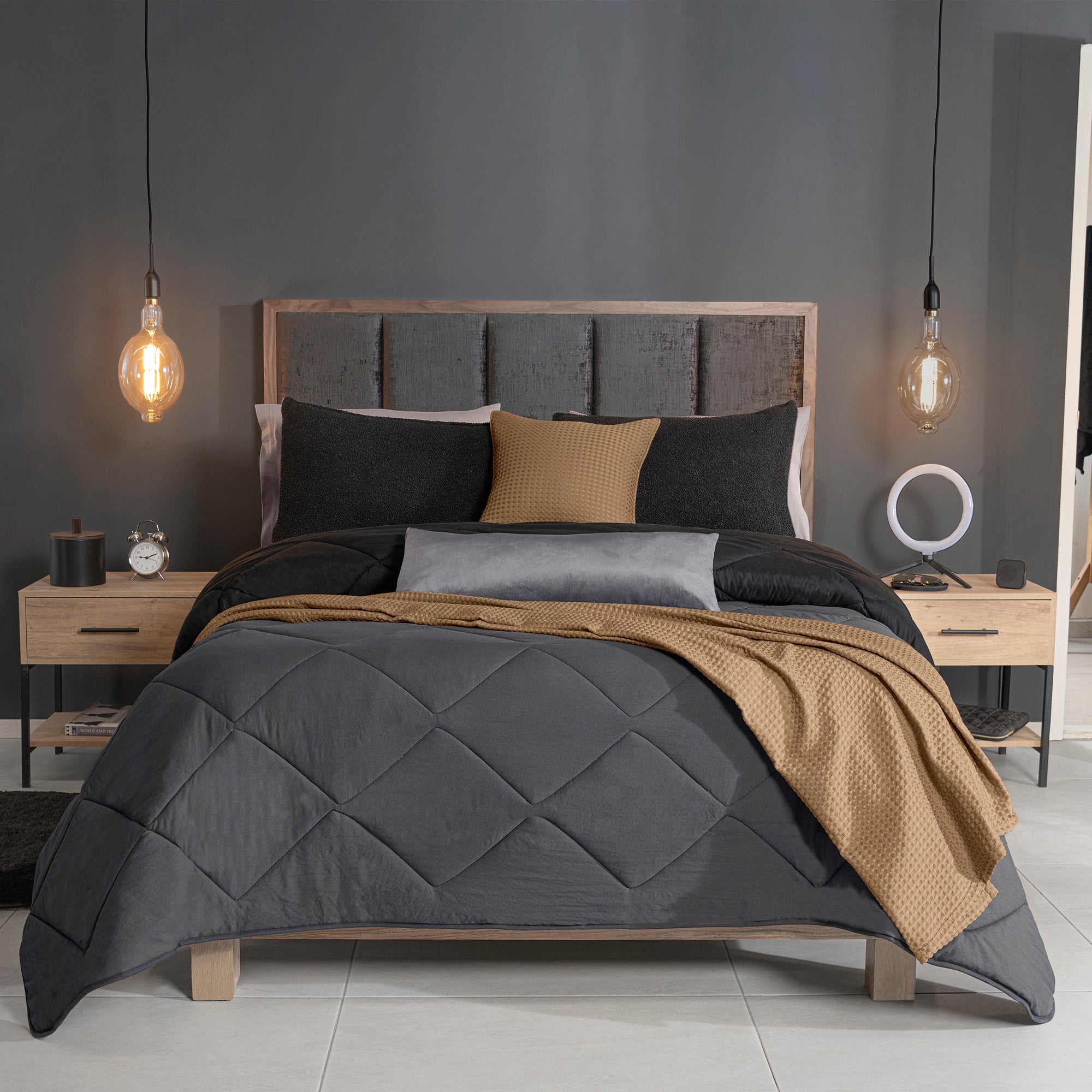 VIANNEY Juego De Edredón Doble Vista Con Fundas, Cojines Y Cubrecama Shadow