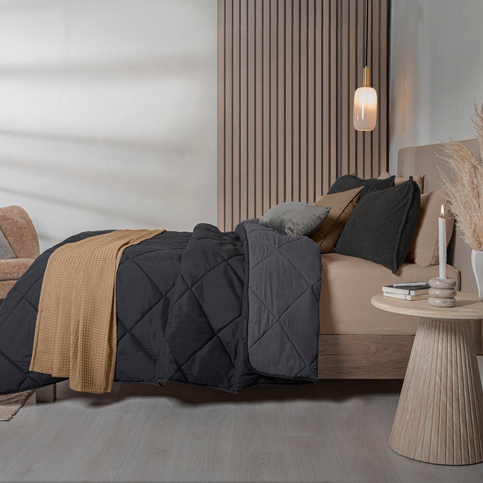 VIANNEY Juego De Edredón Doble Vista Con Fundas, Cojines Y Cubrecama Shadow