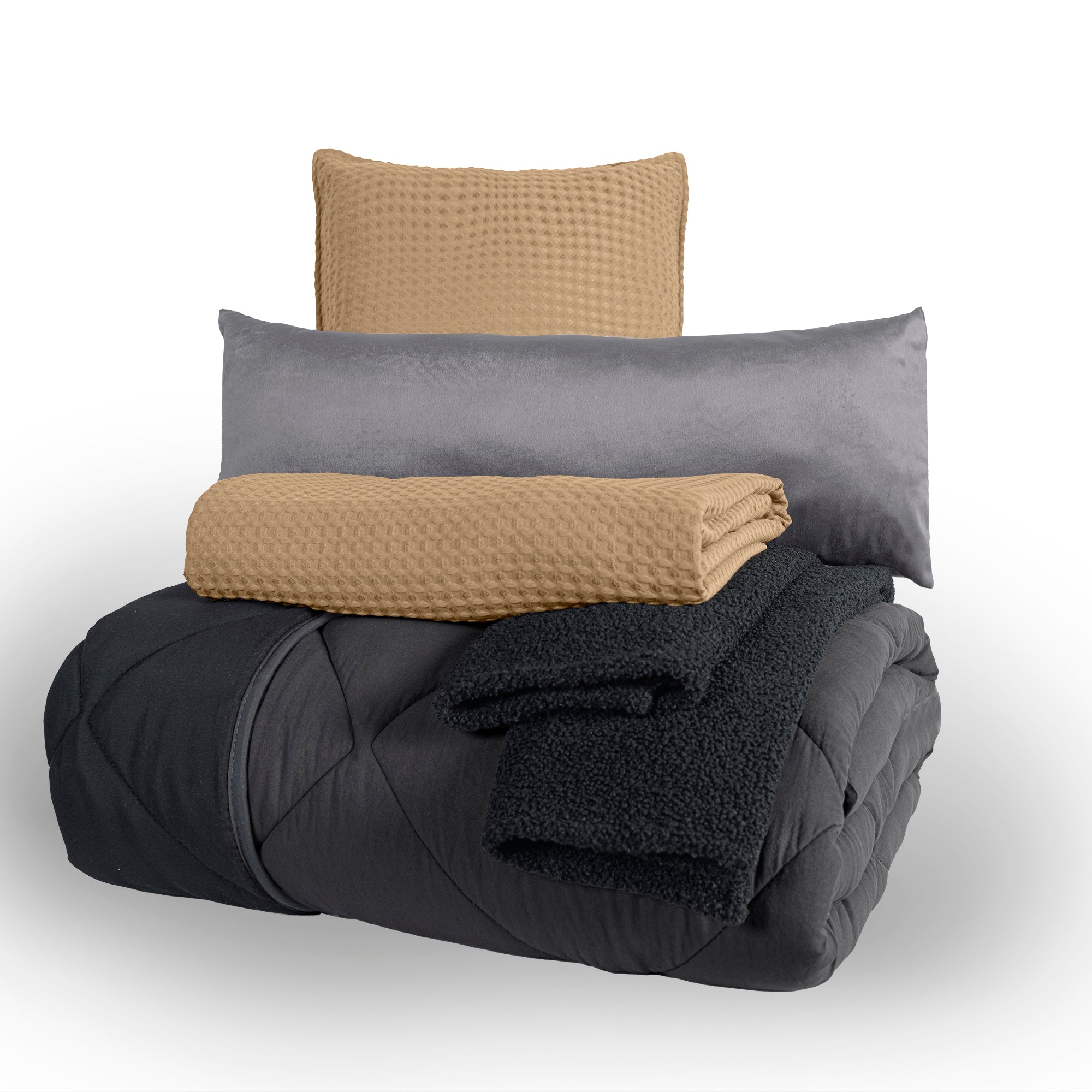 VIANNEY Juego De Edredón Doble Vista Con Fundas, Cojines Y Cubrecama Shadow
