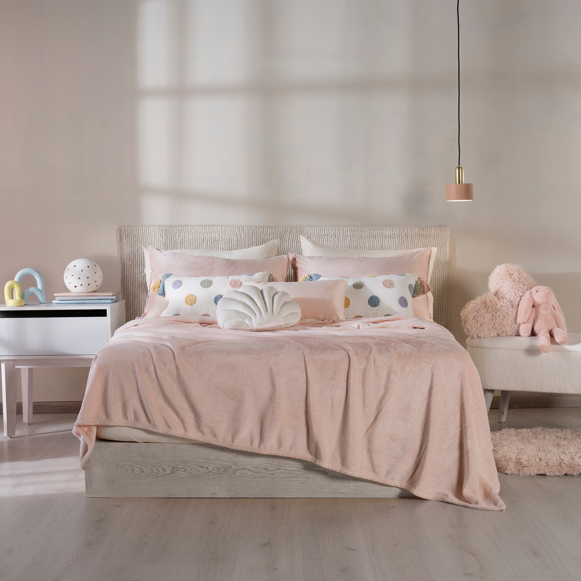 VIANNEY Cobertor Ligero Liso Súper Suave Sweet Pink