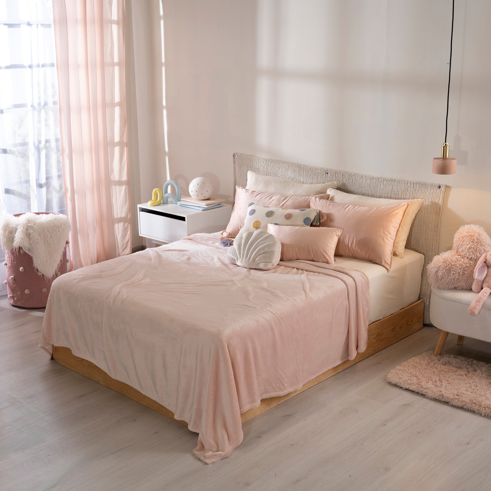 VIANNEY Cobertor Ligero Liso Súper Suave Sweet Pink