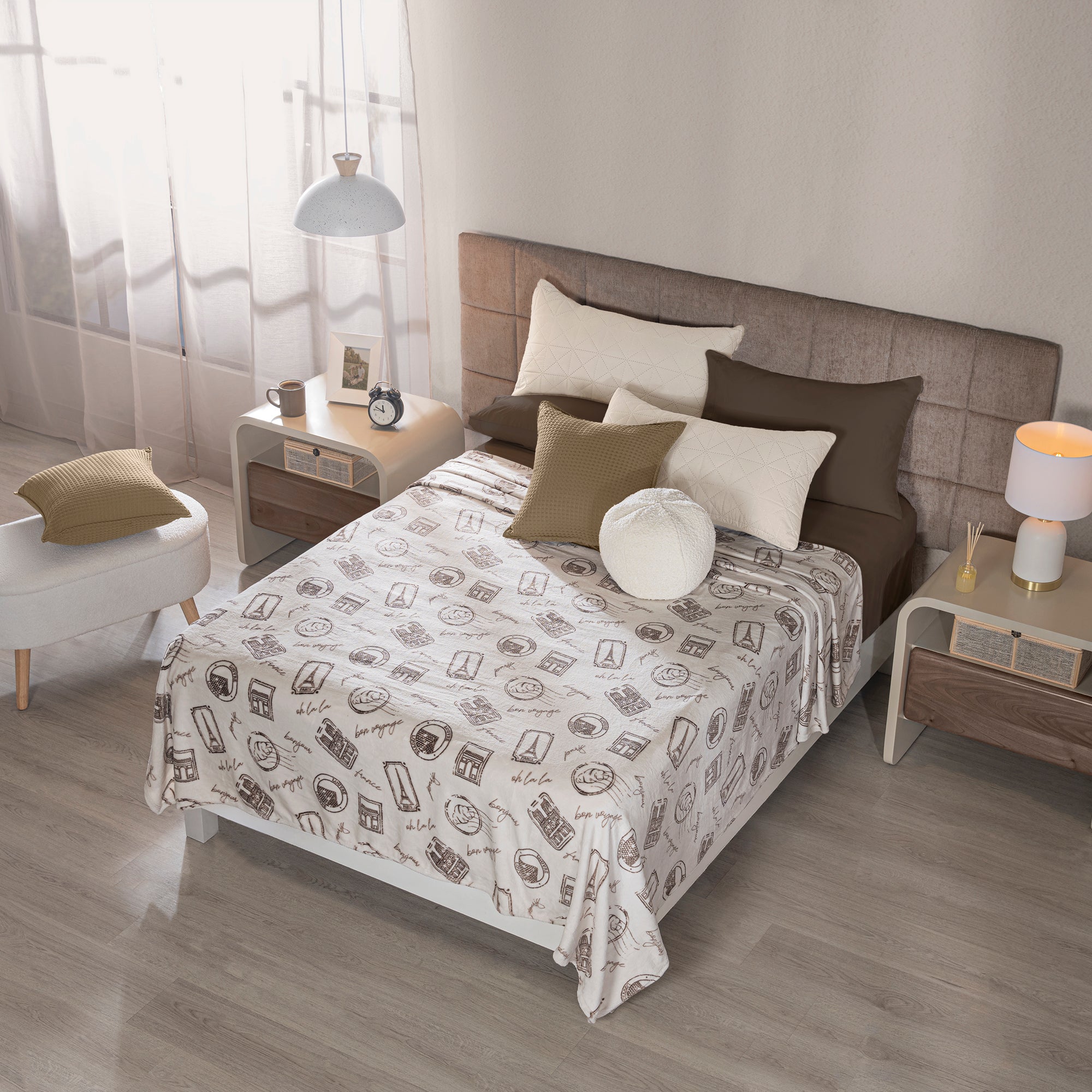 VIANNEY Cobertor Ligero Estampado Súper Suave Francia