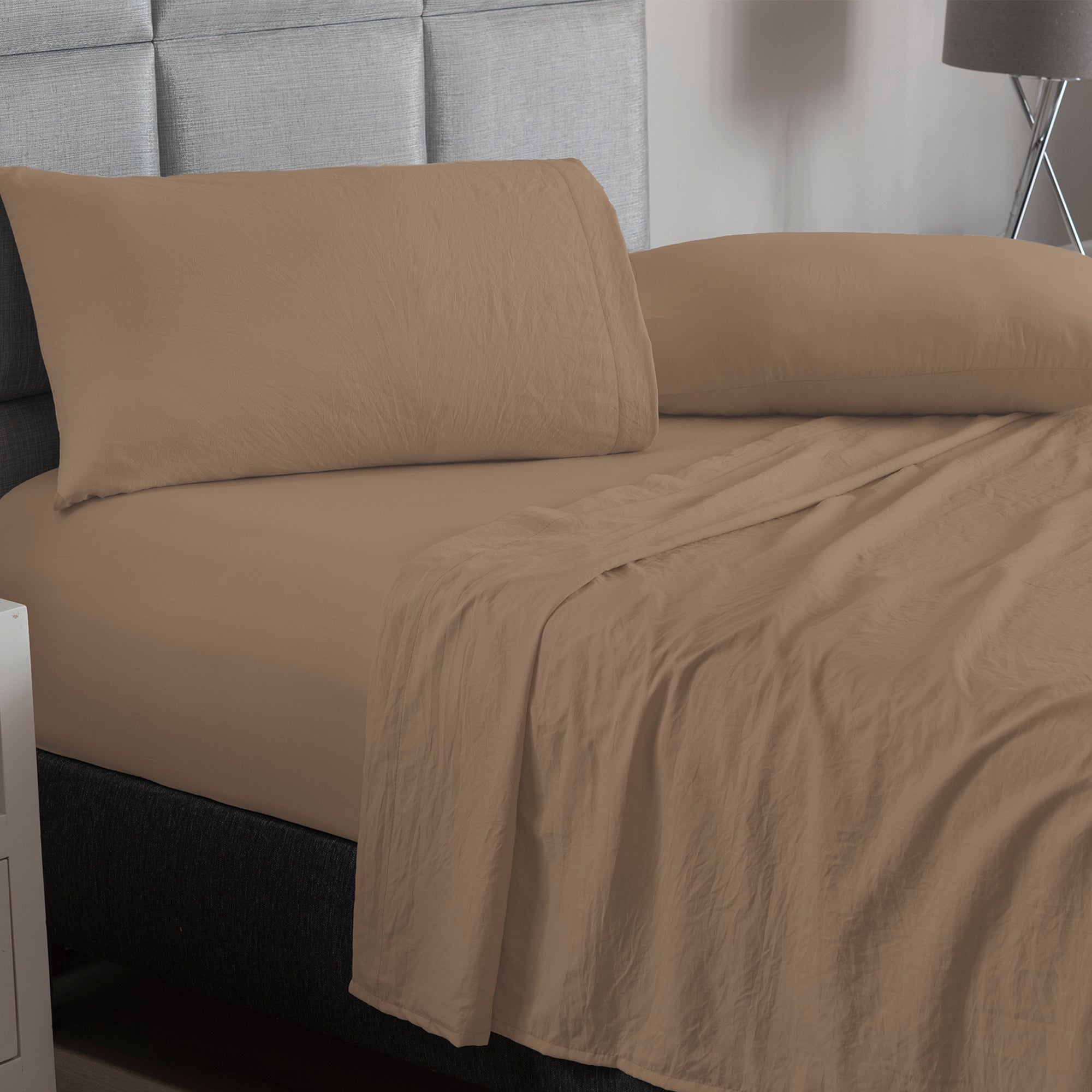 VIANNEY Juego De Sábanas De Máxima Suavidad Con Acabado Tipo Lino Latte