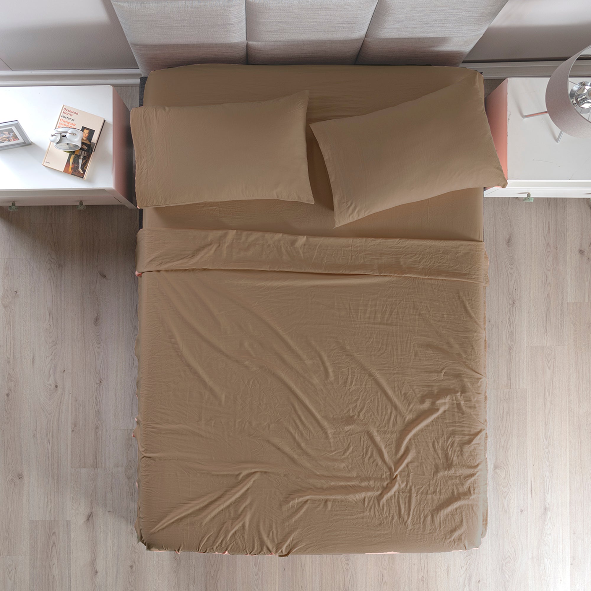 VIANNEY Juego De Sábanas De Máxima Suavidad Con Acabado Tipo Lino Latte