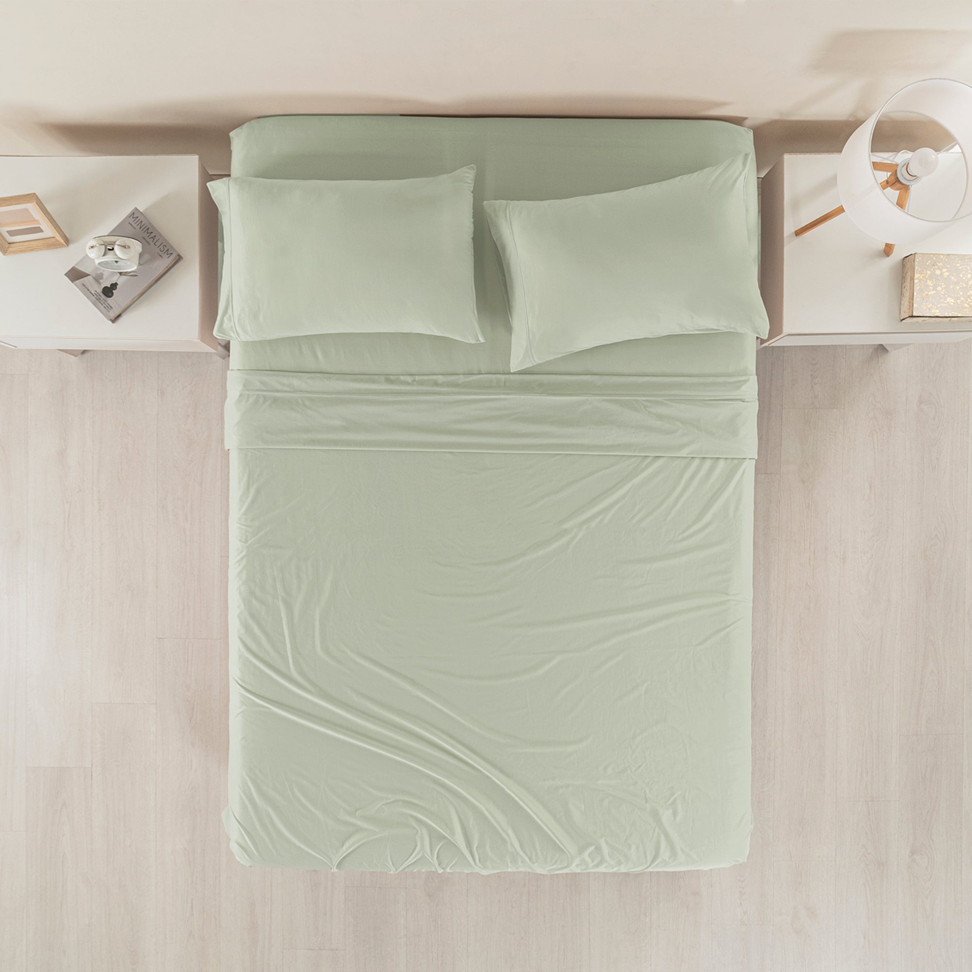 VIANNEY Juego De Sábanas Ligeras Con Tejido De Camiseta Súper Suaves Mint