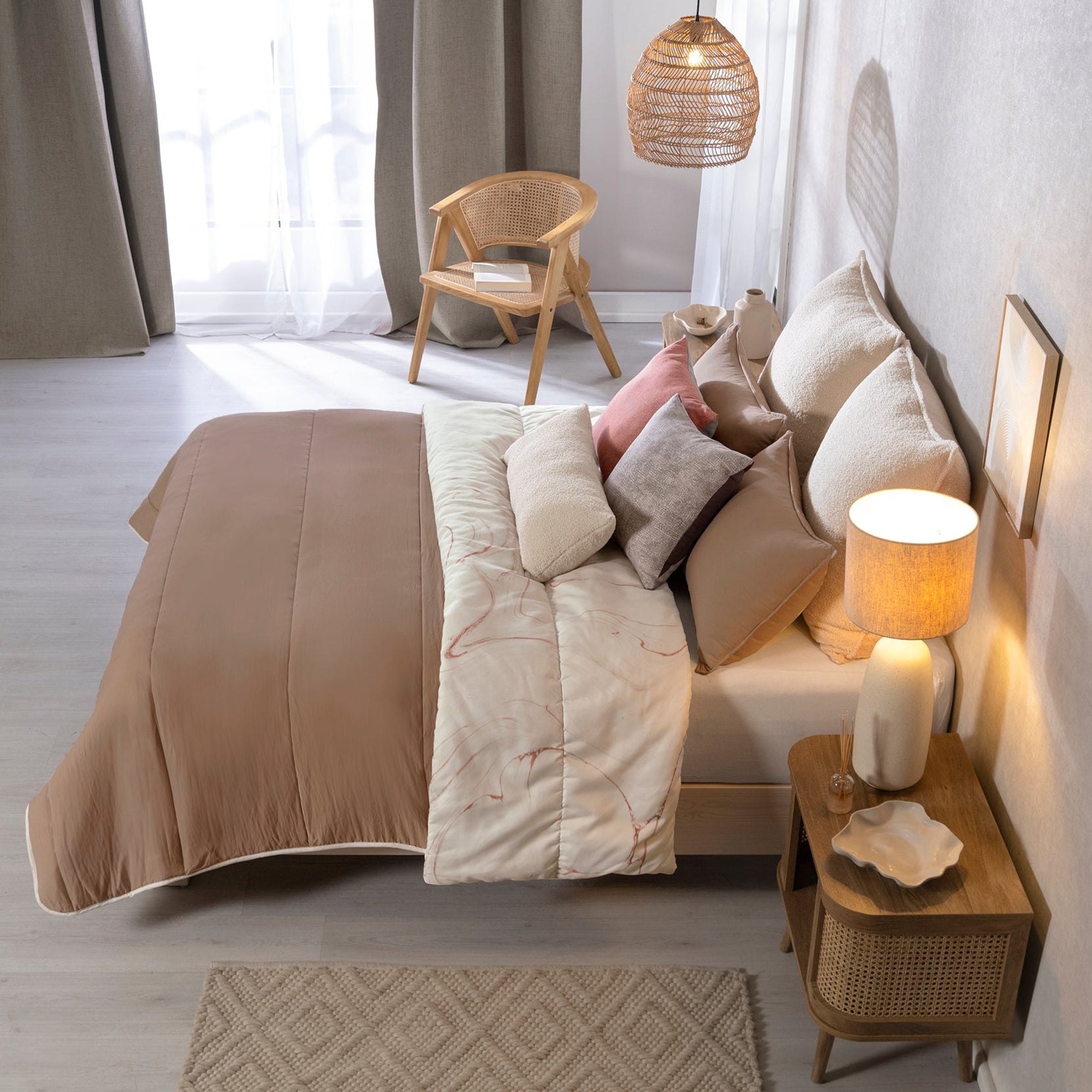 VIANNEY Juego De Edredón Doble Vista Con Fundas Y Cojines Akumal