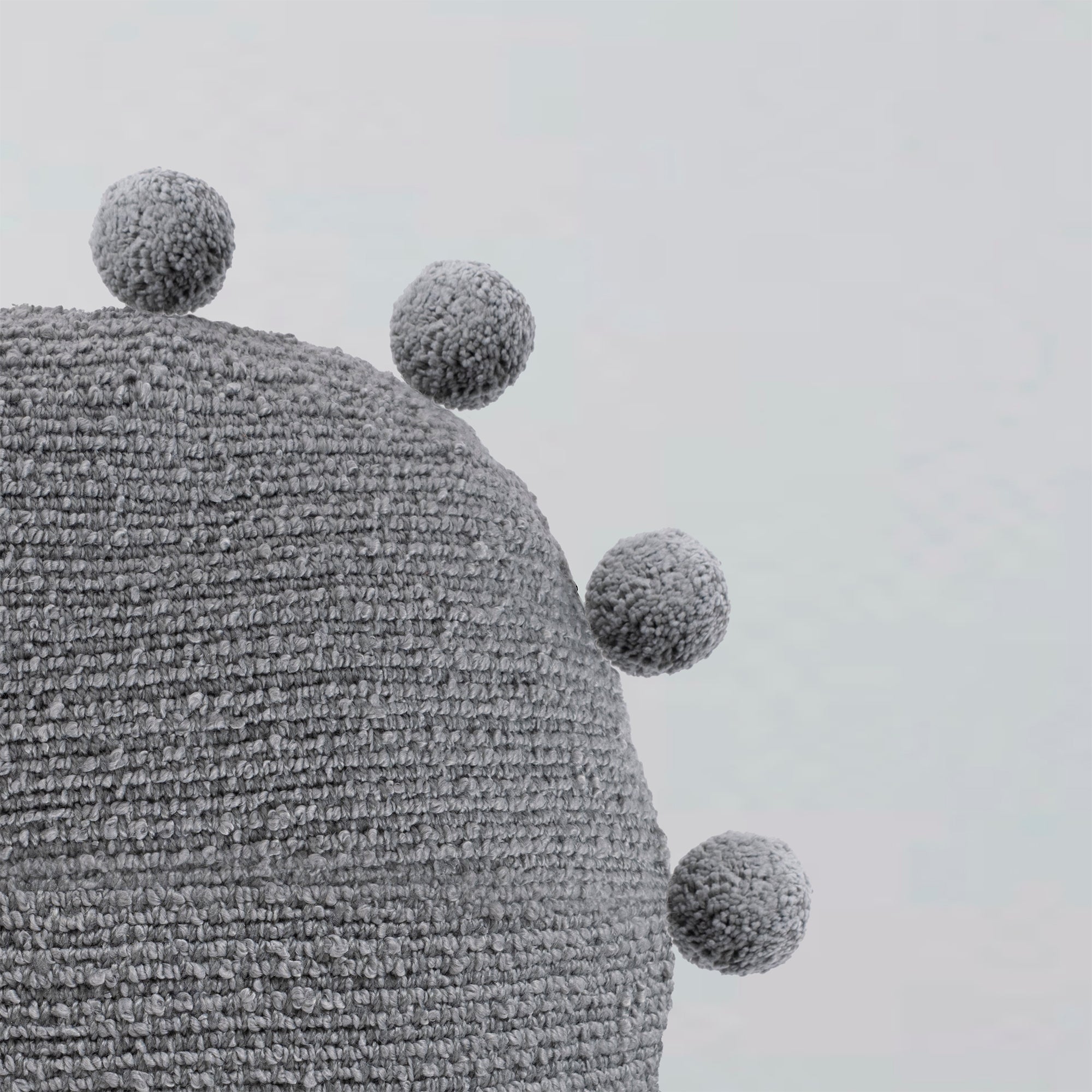 VIANNEY Cojín Decorativo Con Pompones Mumbai Gris