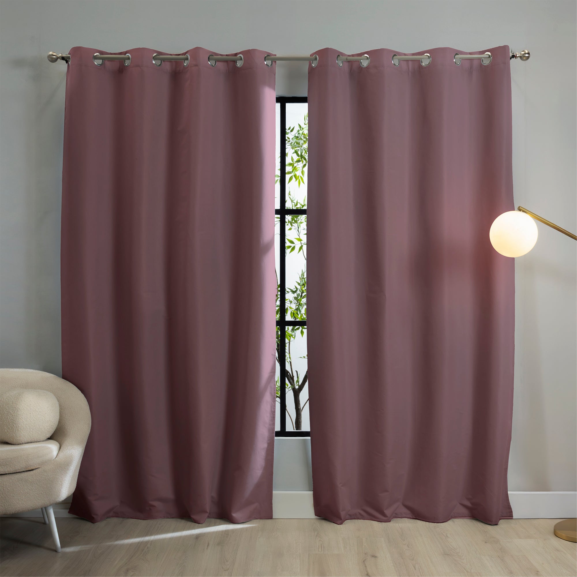 VIANNEY Set De Cortinas Blackout Con Argollas Catania Mauve