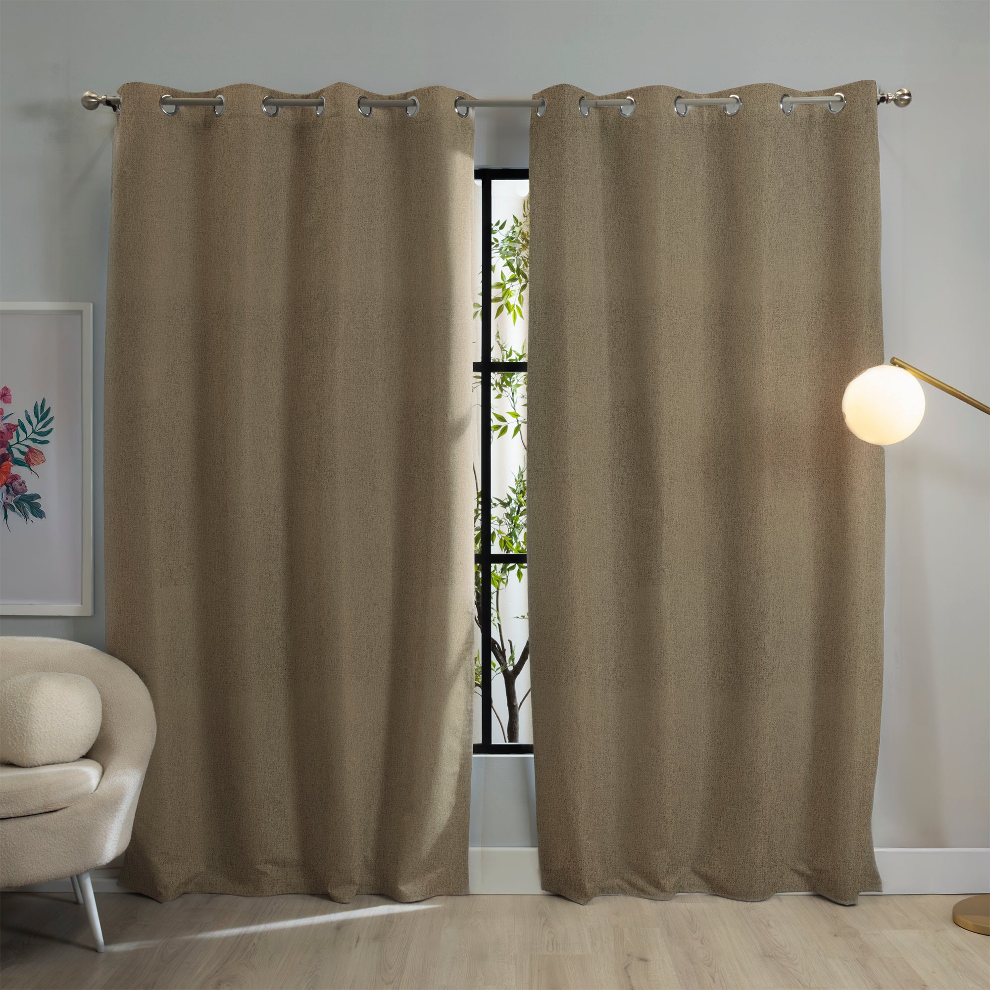 VIANNEY Set De Cortinas Blackout Con Argollas Catania Avellana