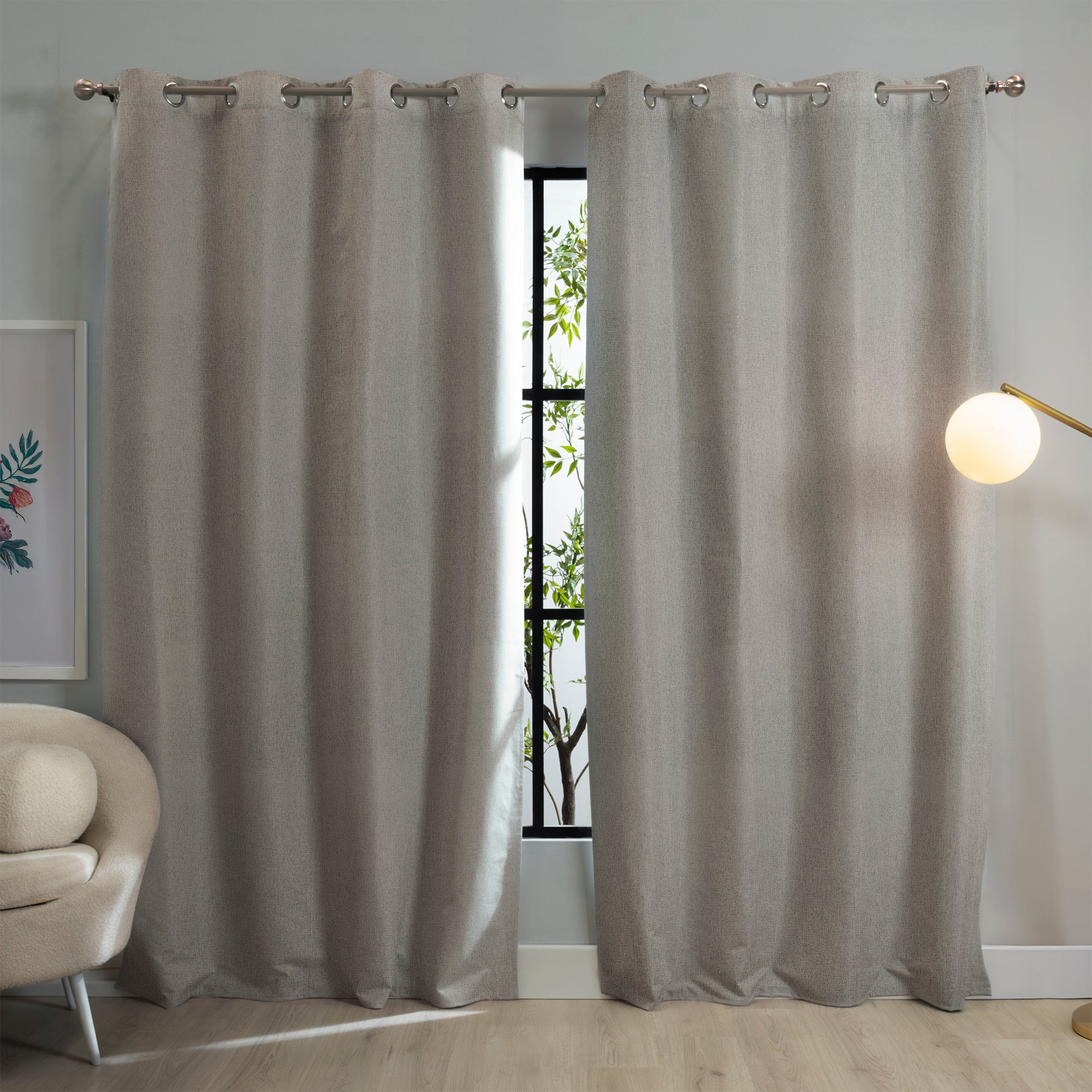 VIANNEY Set De Cortinas Blackout Con Argollas Catania Gray