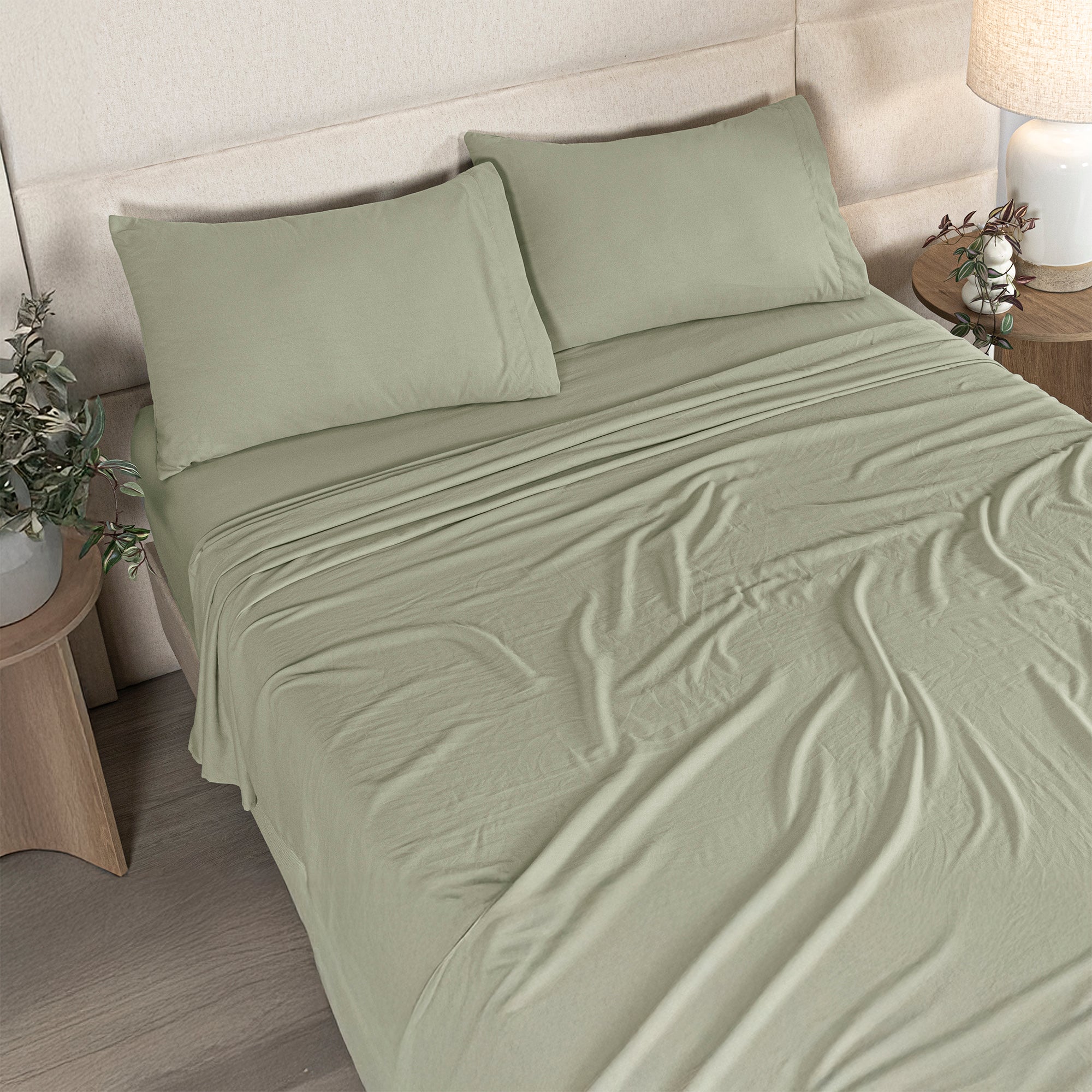 VIANNEY Juego De Sábanas De Máxima Suavidad Con Acabado Tipo Lino Viasoft Washed Matcha