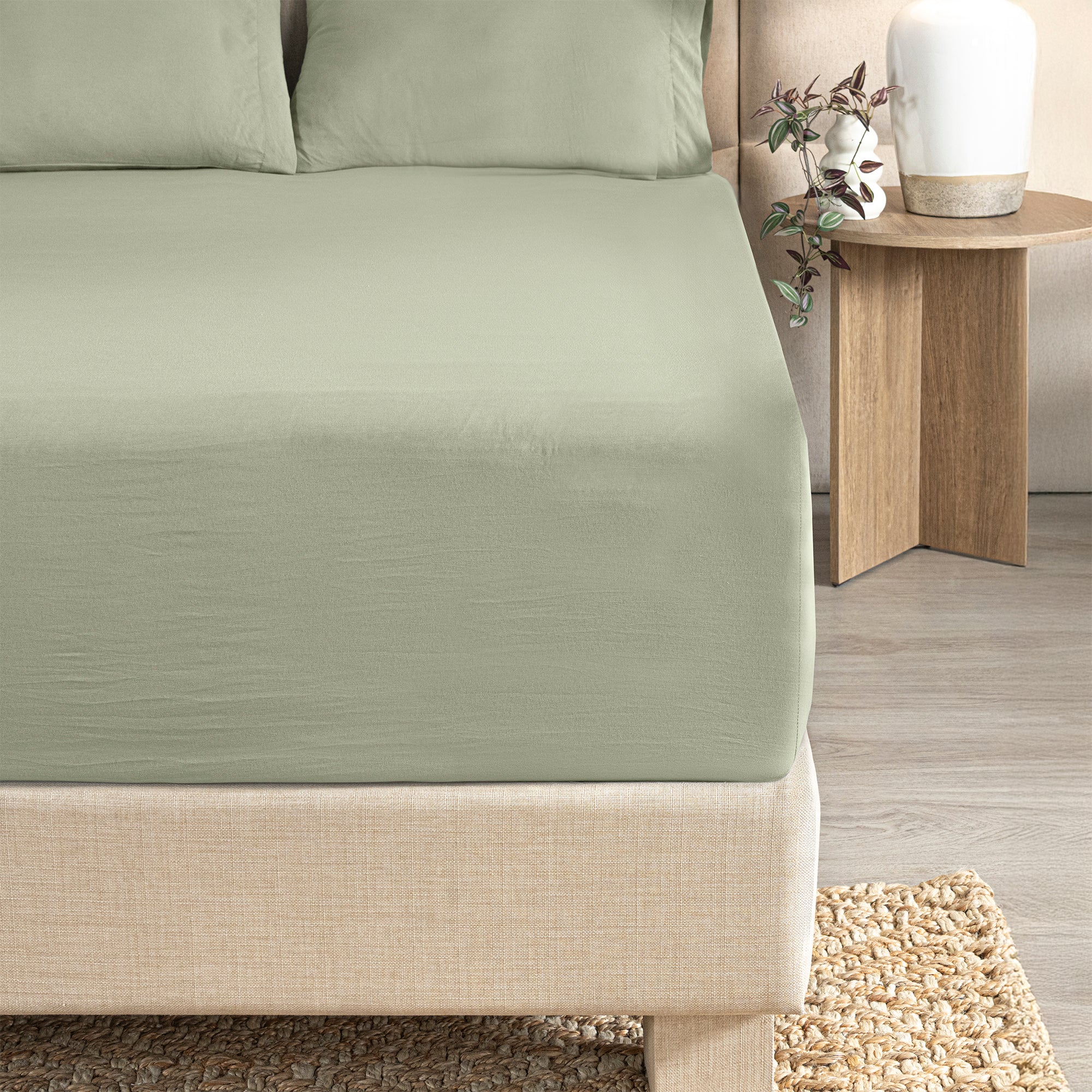 VIANNEY Juego De Sábanas De Máxima Suavidad Con Acabado Tipo Lino Viasoft Washed Matcha