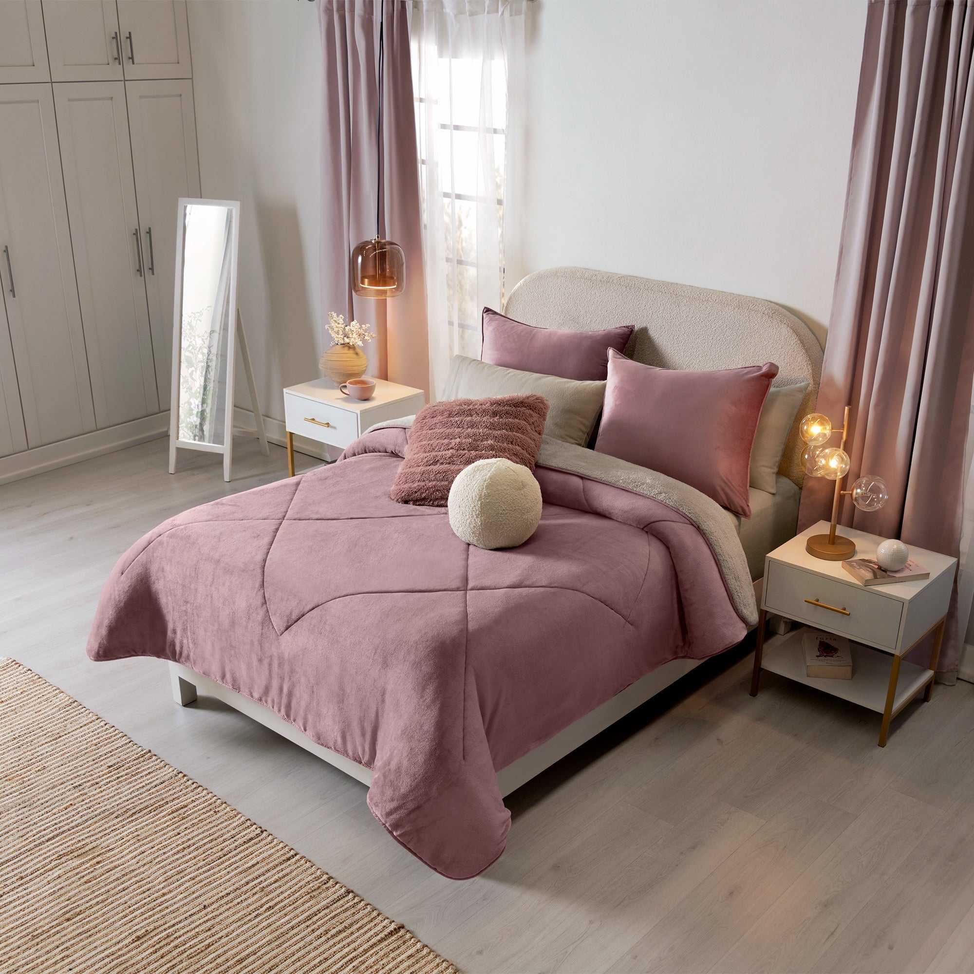 VIANNEY Cobertor Ultrasuave Con Interior De Borrega Premium Invernal Lila