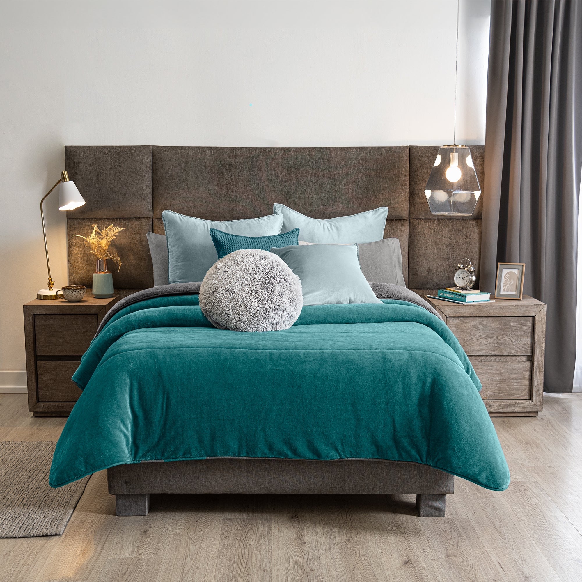 VIANNEY Cobertor Ultrasuave Con Interior De Borrega Premium Invernal Turquesa