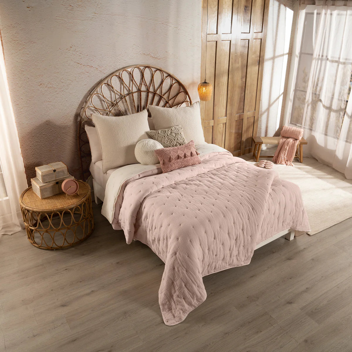 VIANNEY Edredón Premium Con Textura De Muselina 100% Algodón Petal