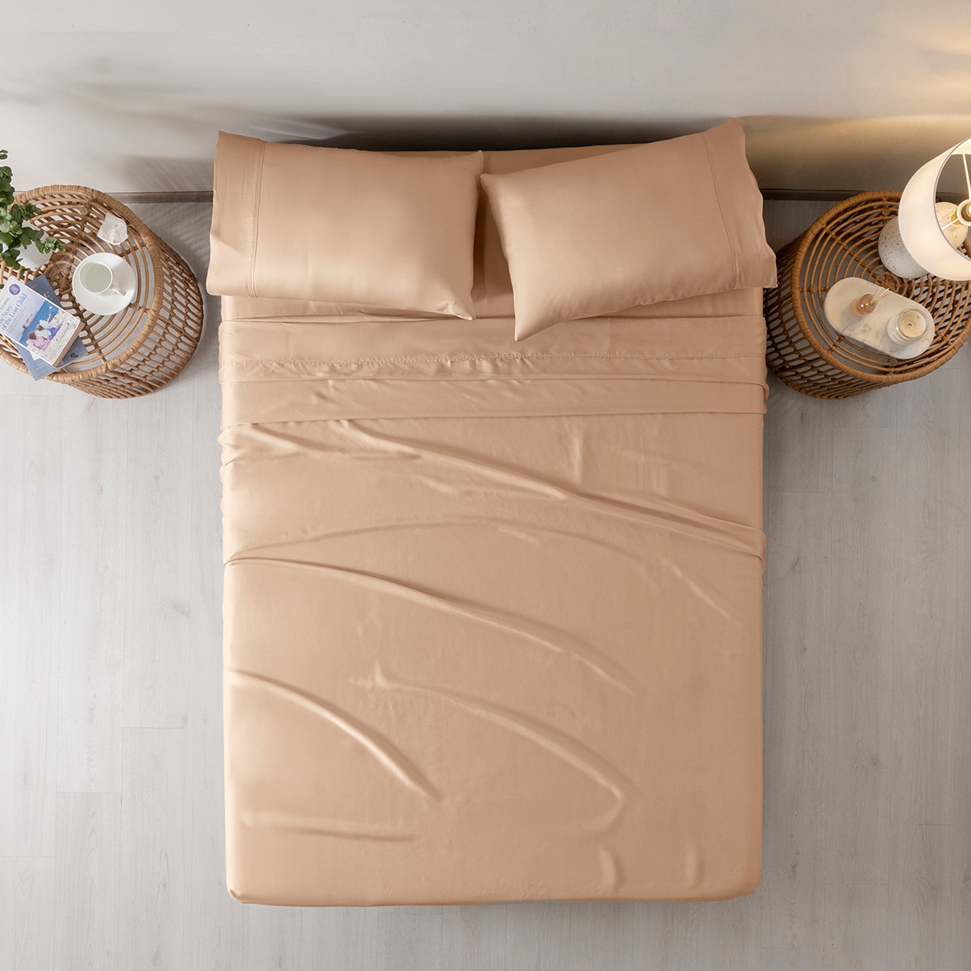 VIANNEY Juego De Sábanas Ultrasuaves Calidad Premium Con Fibras De Origen Natural Latte