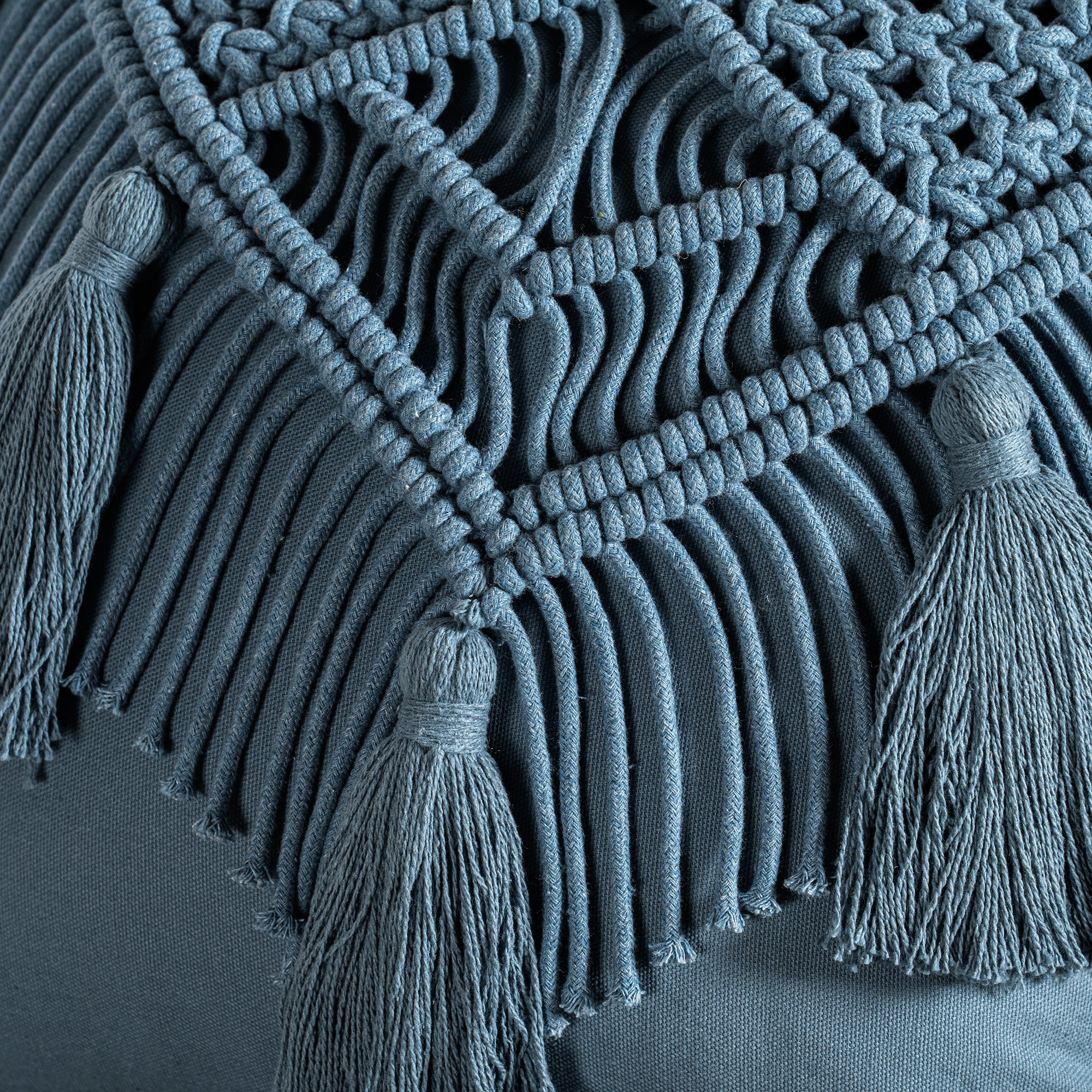 VIANNEY Funda De Cojín Con Tejido Mumbai Macrame Indigo