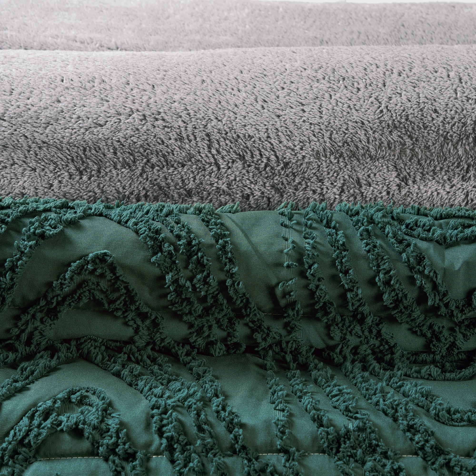 VIANNEY Cobertor Con Interior De Borrega Premium Y Textura Jacquard Austral Esmeralda