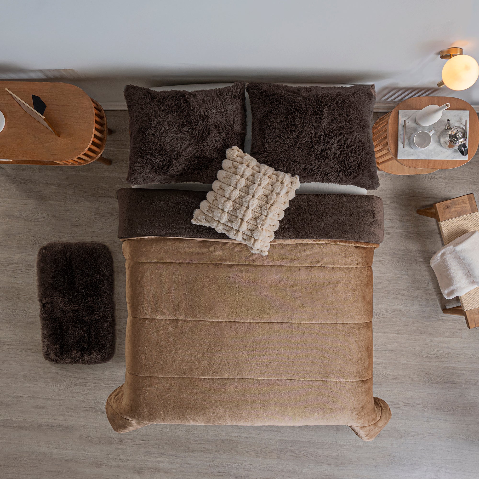 VIANNEY Cobertor Ultrasuave Con Interior De Borrega Premium Invernal Latte