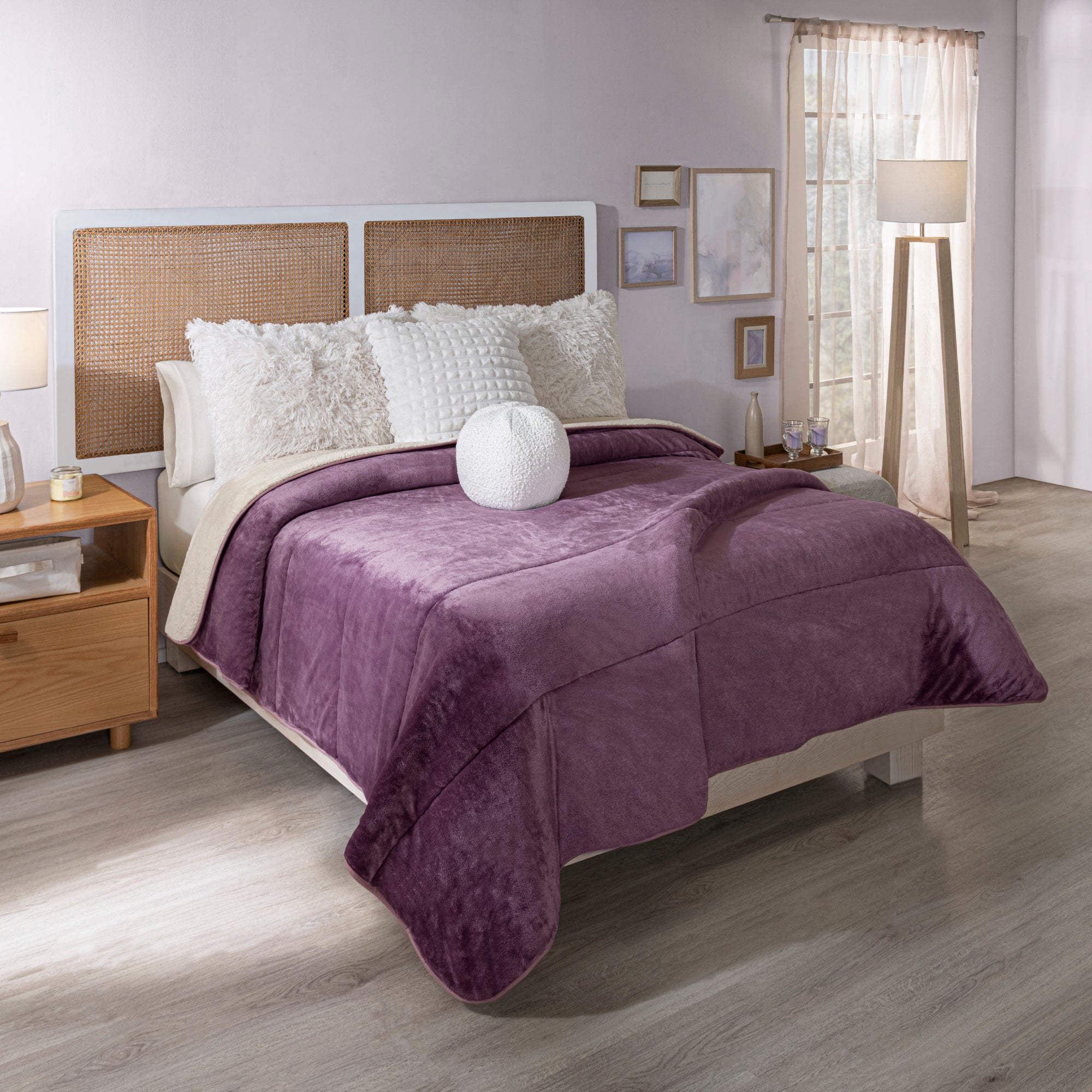 VIANNEY Cobertor Ultrasuave Con Interior De Borrega Premium Invernal Berry
