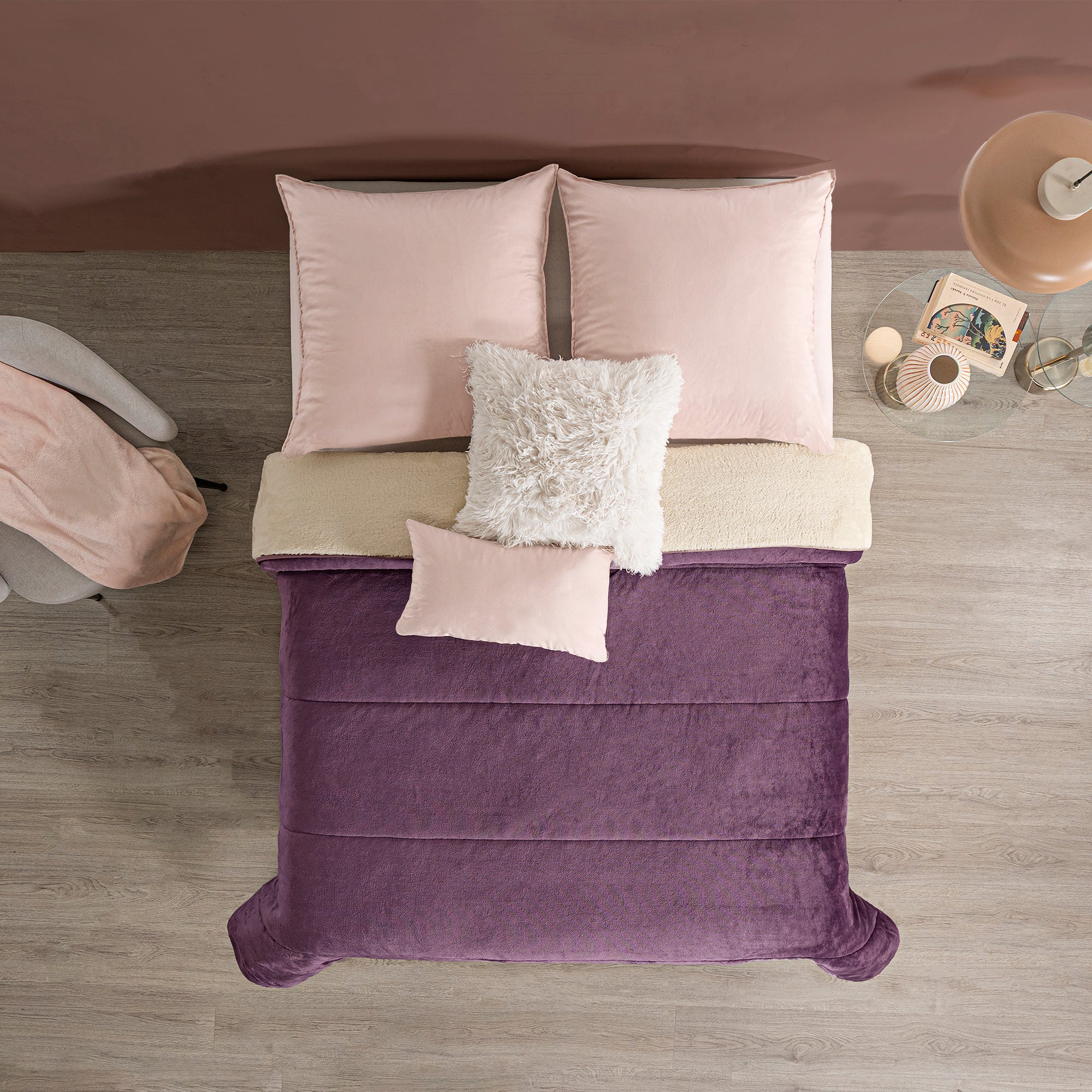 VIANNEY Cobertor Ultrasuave Con Interior De Borrega Premium Invernal Berry