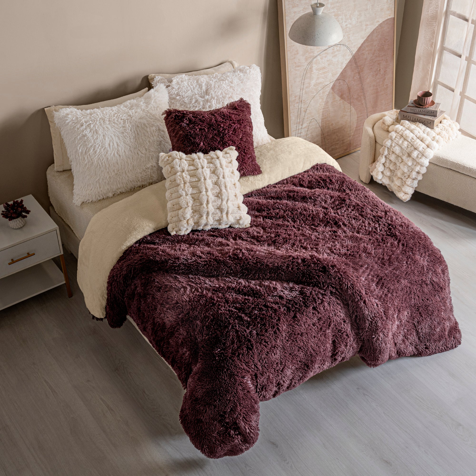 VIANNEY Funda De Duvet Súper Calientita De Pelo Largo Everest Burgundy