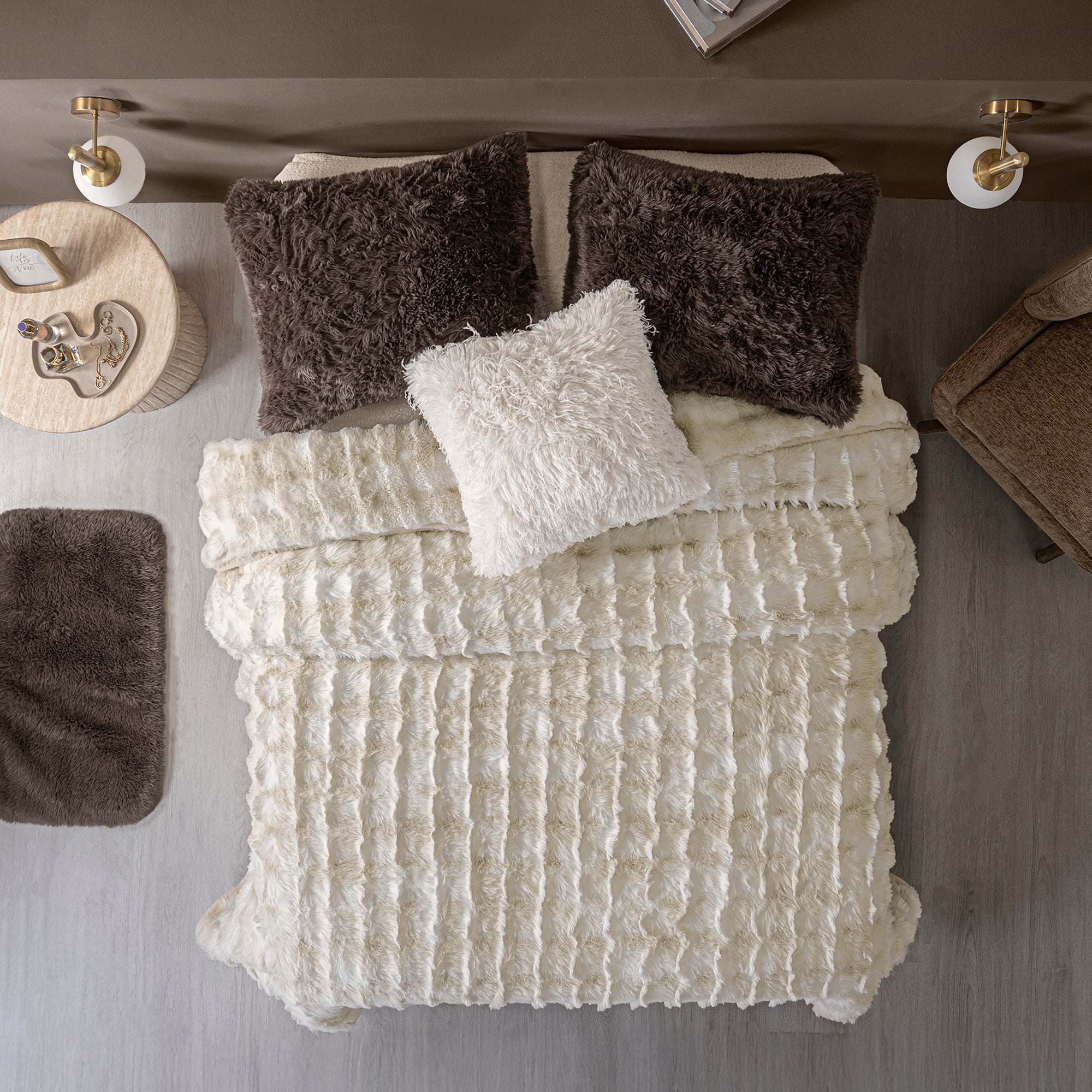 VIANNEY Cobertor Con Textura En Relieve Con Interior De Borrega Premium Everest Dublín