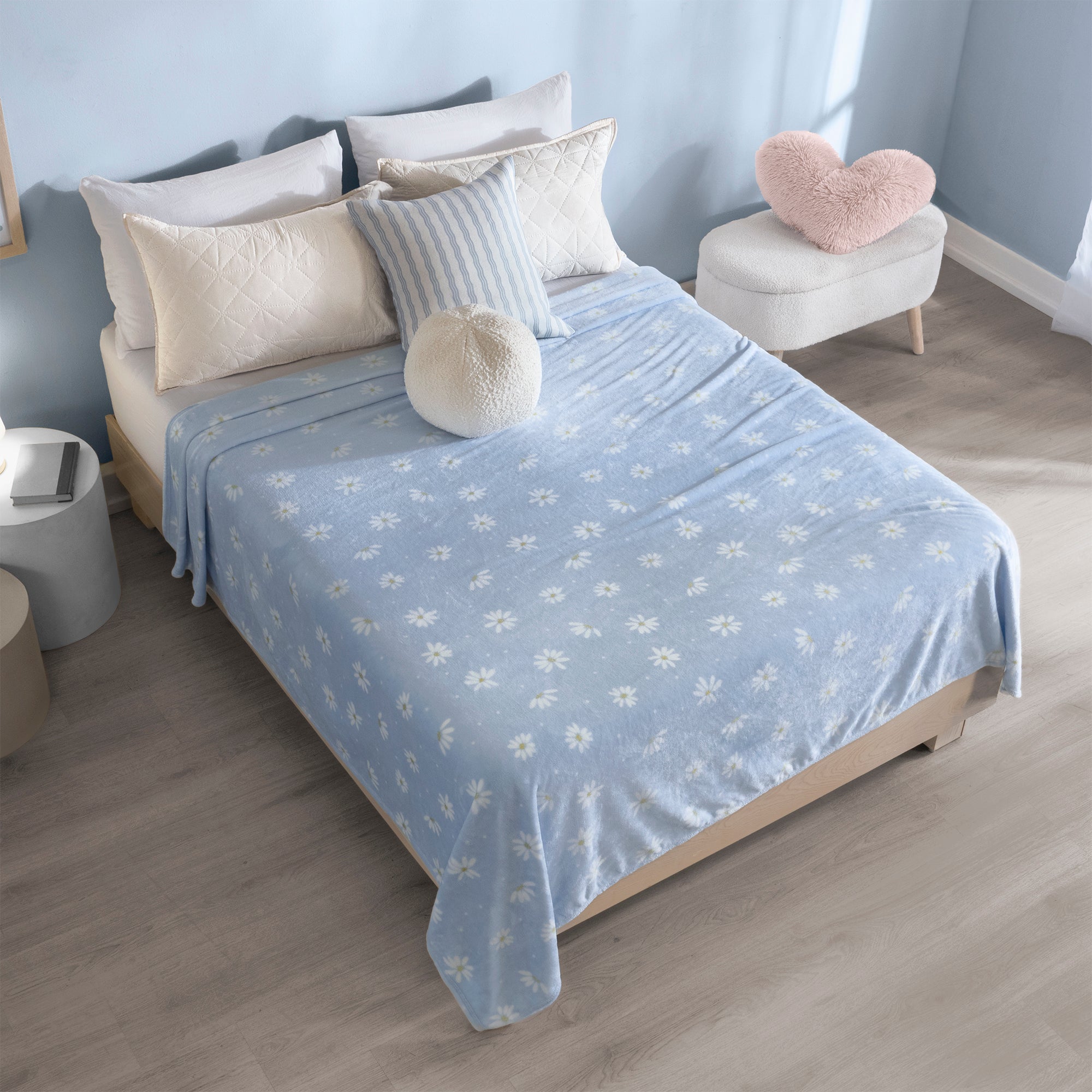 VIANNEY Cobertor Ligero Estampado Súper Suave Margaritas