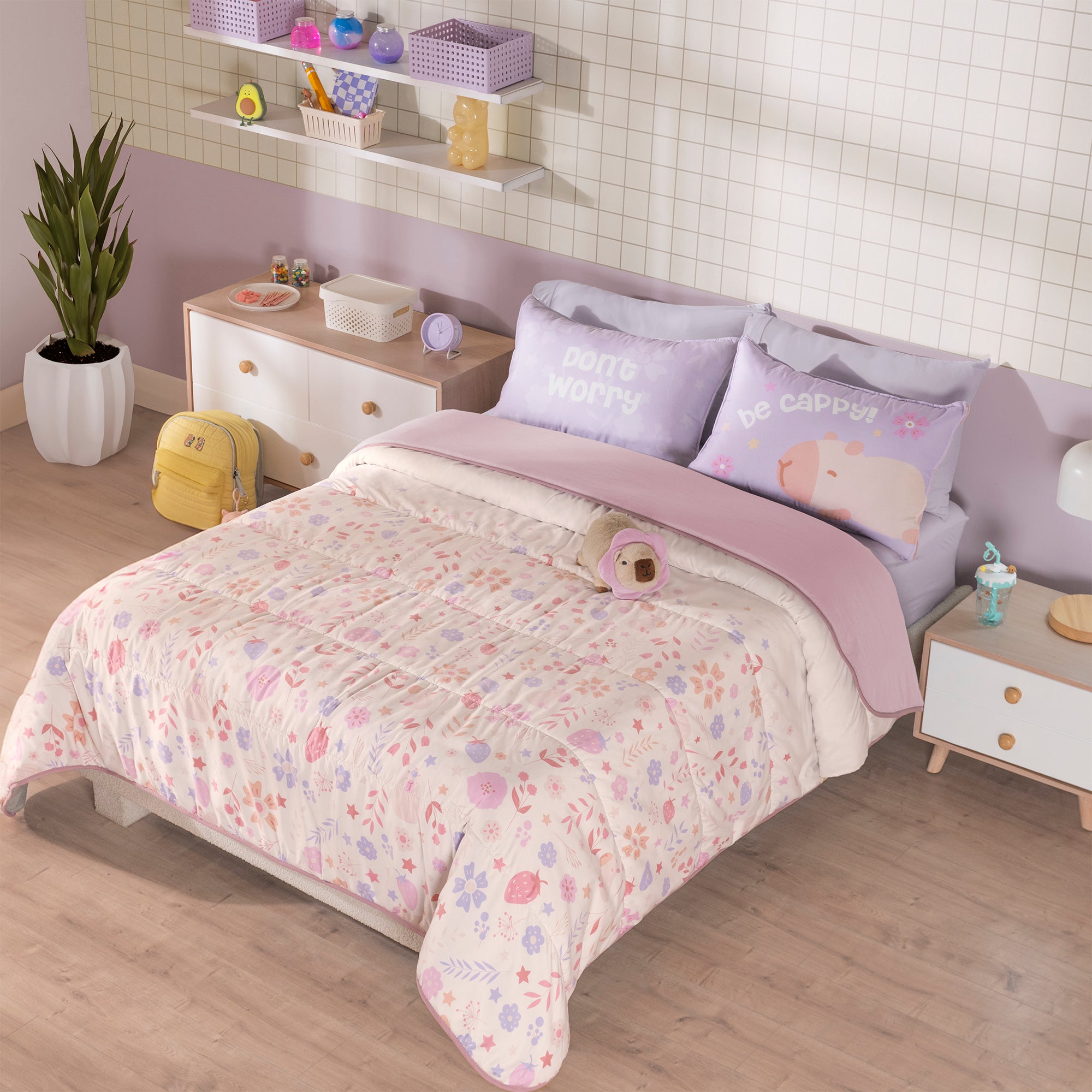 VIANNEY Juego De Edredón Doble Vista Con Fundas Y Cojín Capibara