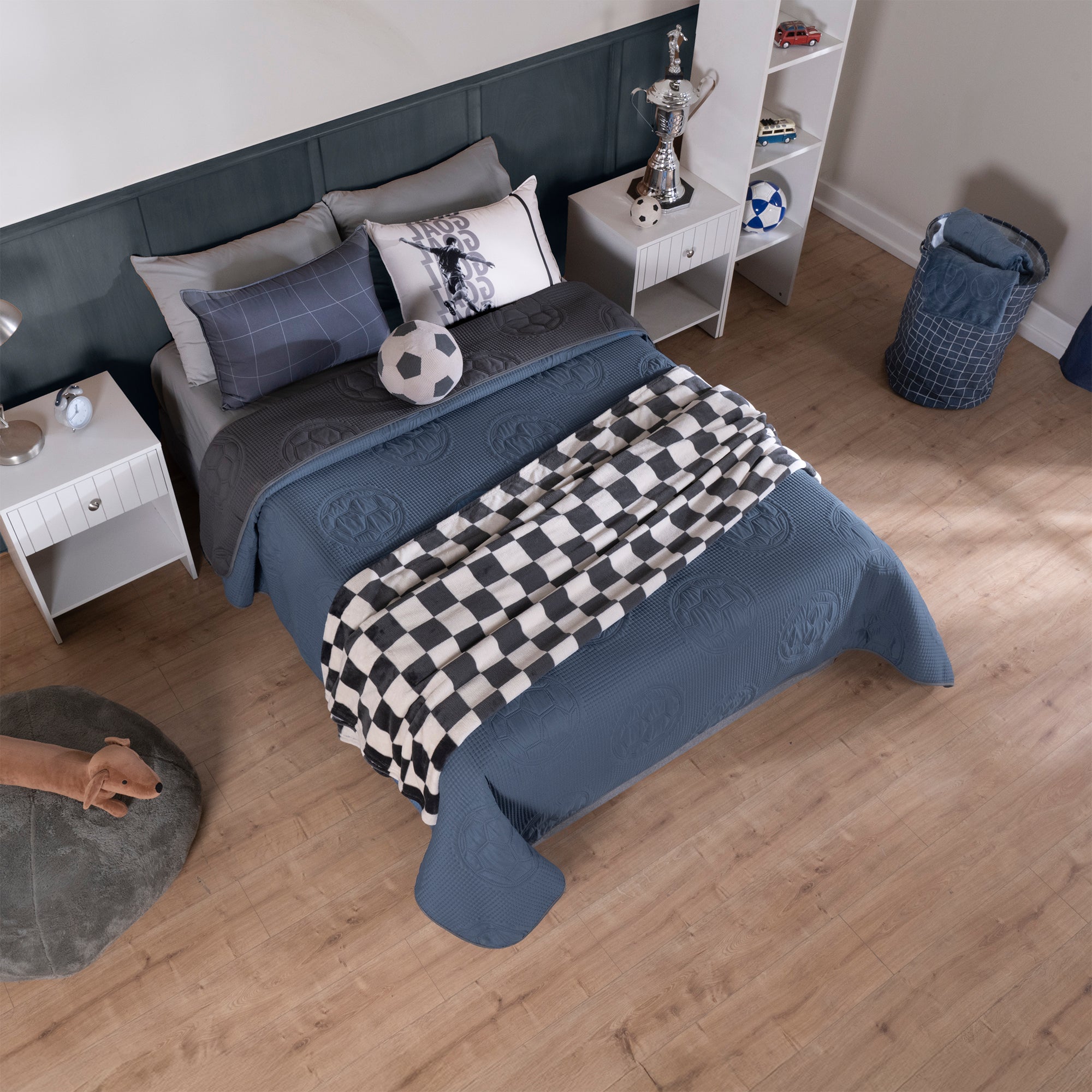 VIANNEY Juego De Edredón Doble Vista Con Fundas, Cojín Y Cobertor Soccer