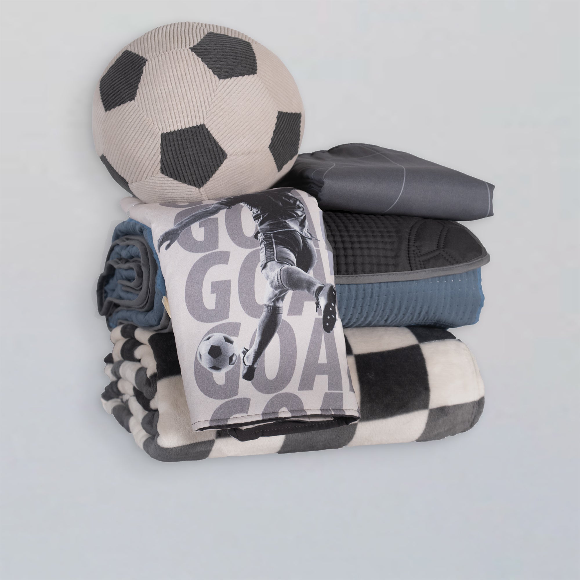 VIANNEY Juego De Edredón Doble Vista Con Fundas, Cojín Y Cobertor Soccer