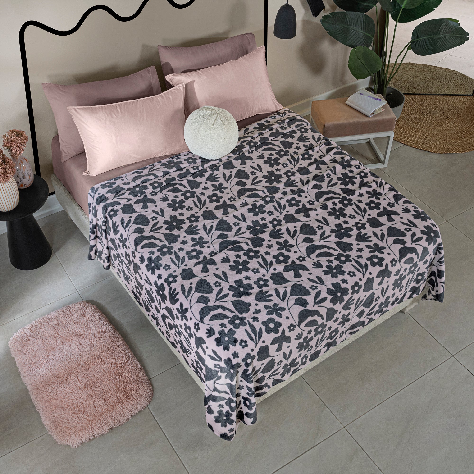 VIANNEY Cobertor Ligero Estampado Súper Suave Folk