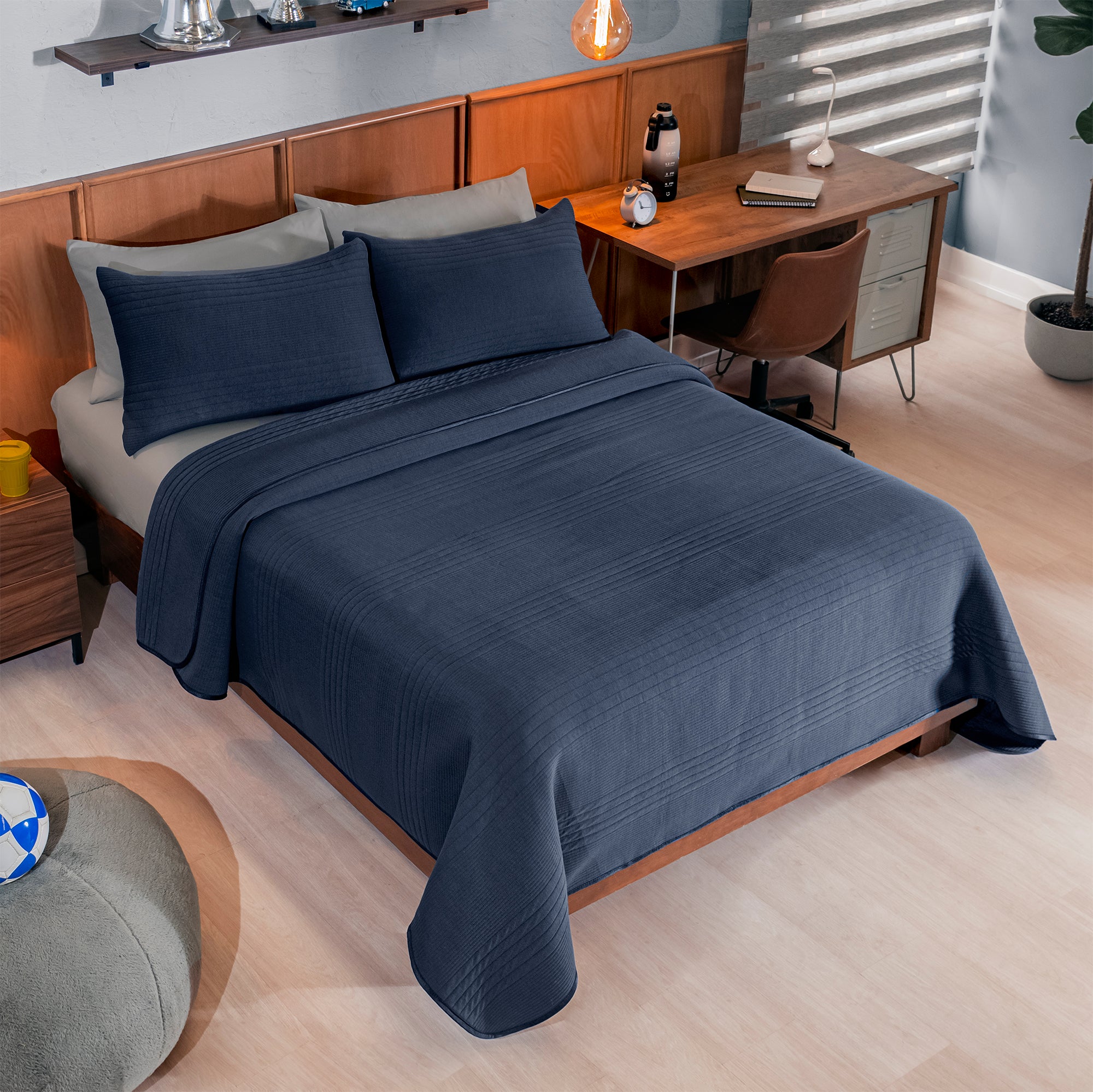 VIANNEY Juego De Edredón Textura Camiseta Con Fundas Y Cojín Denver