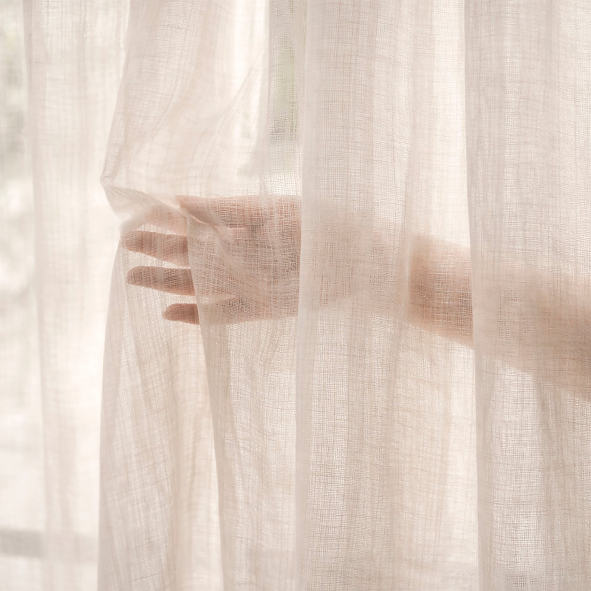 VIANNEY Set De Cortinas Traslúcidas Textura Voile Con Argollas Viena Beige