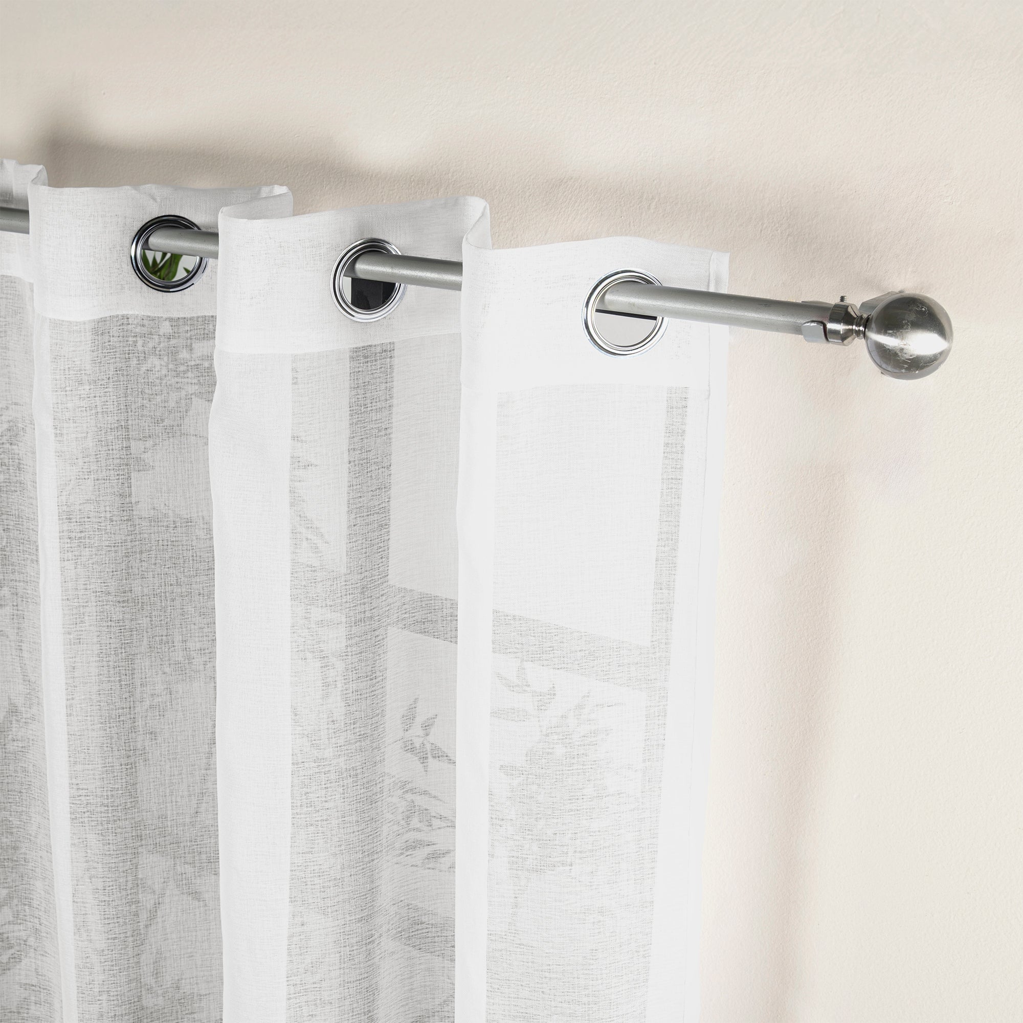 VIANNEY Set De Cortinas Traslúcidas Textura Voile Con Argollas Viena Blanco