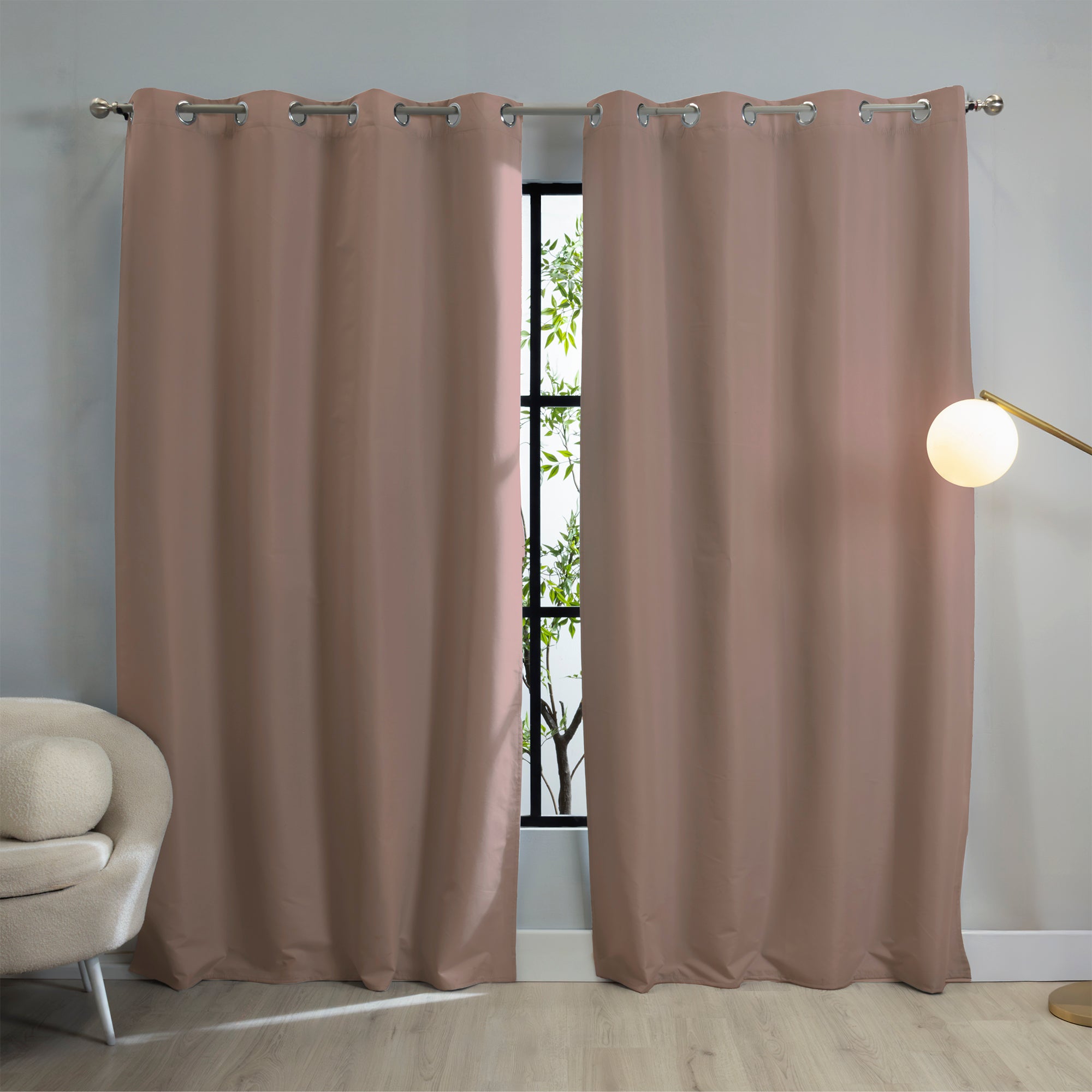 VIANNEY Set De Cortinas Blackout Con Argollas Catania Rosa