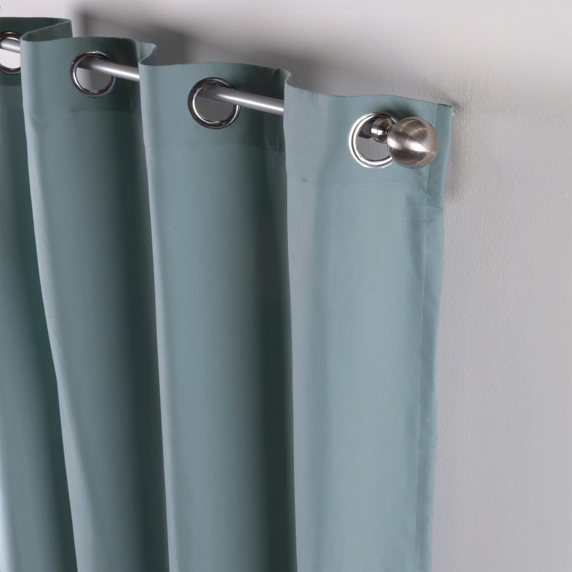 VIANNEY Set De Cortinas Con Argollas Lisas Viasoft Celeste