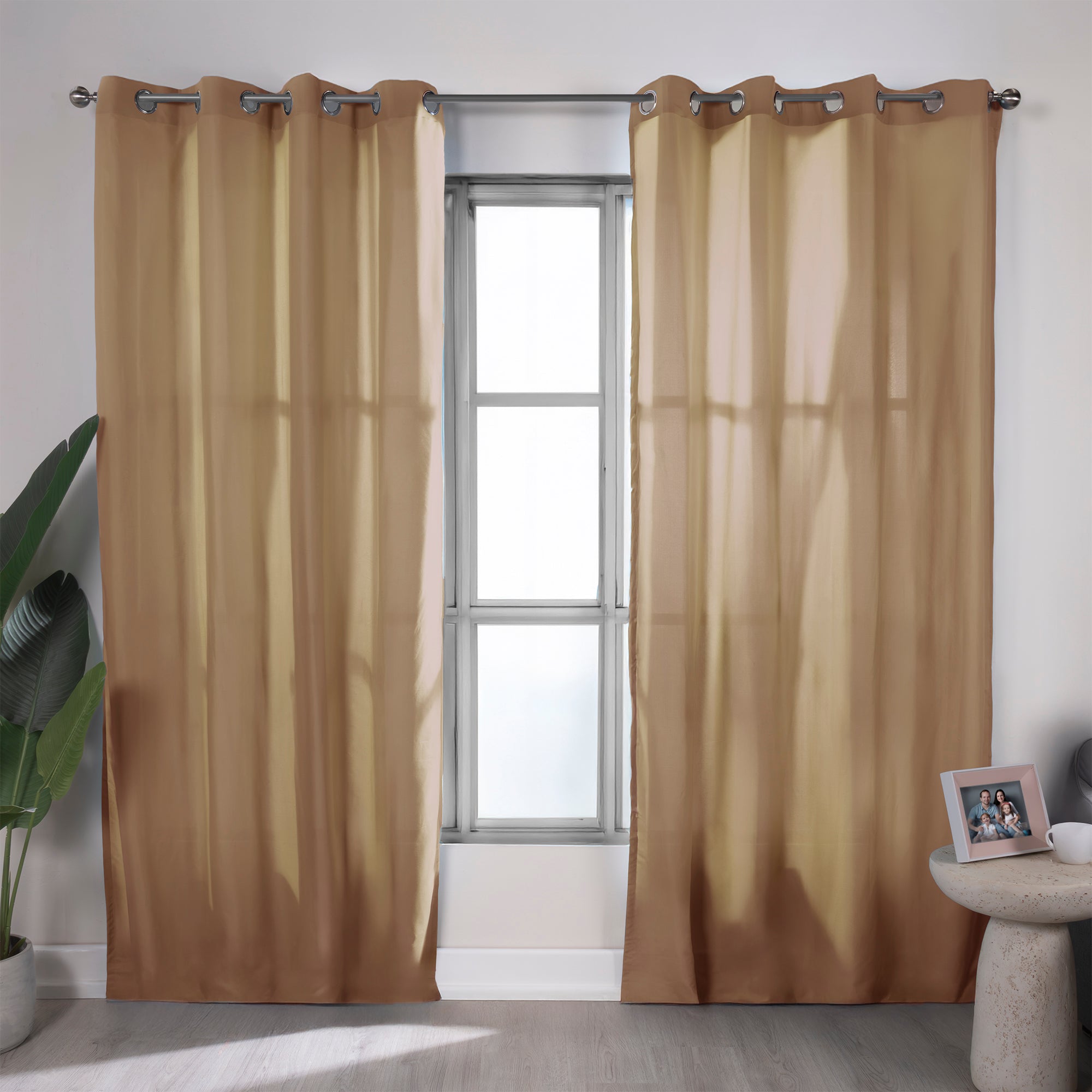 VIANNEY Set De Cortinas Con Argollas Lisas Viasoft Kaki